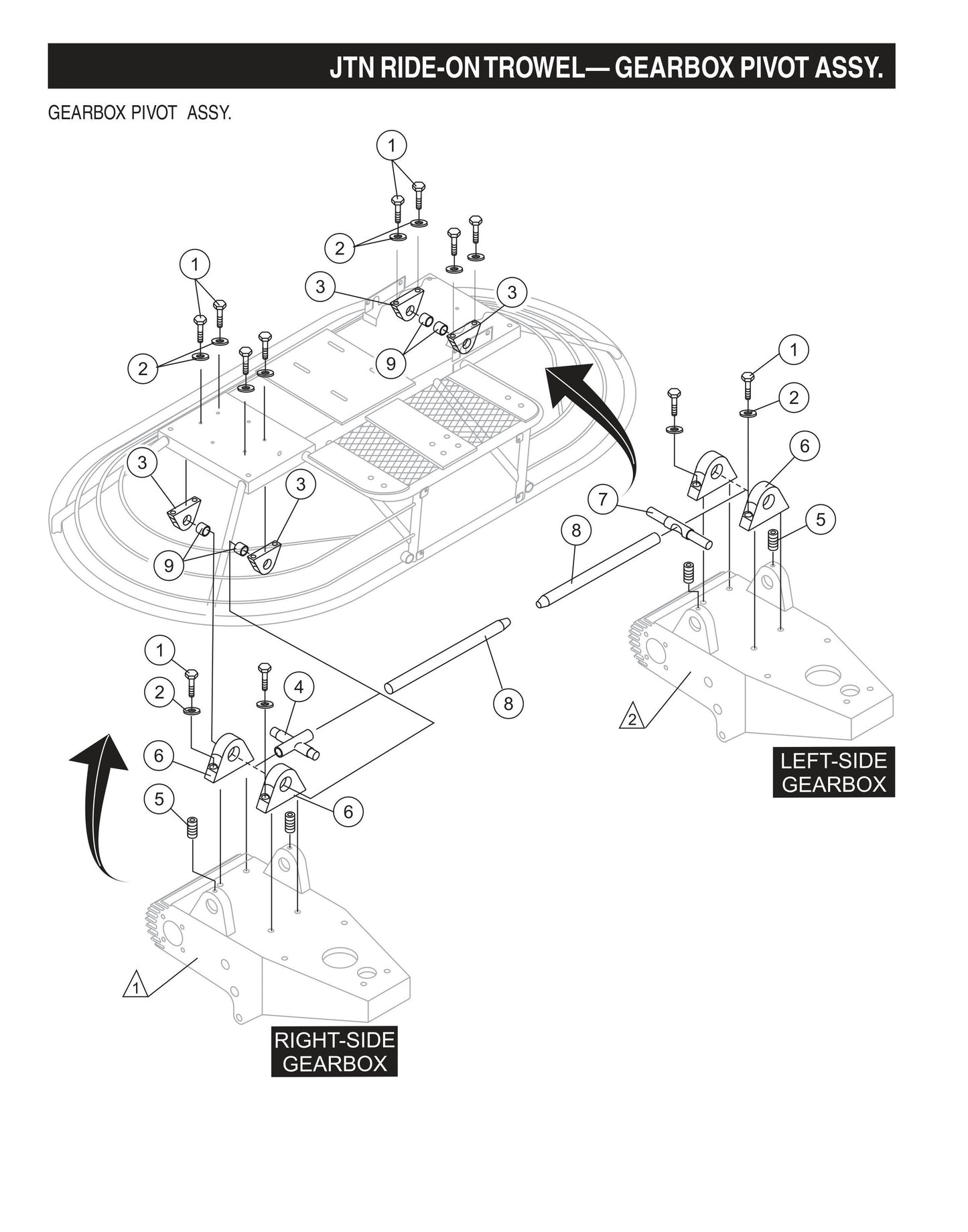 JTN Ride-On Trowel-Gearbox Pivot Assembly