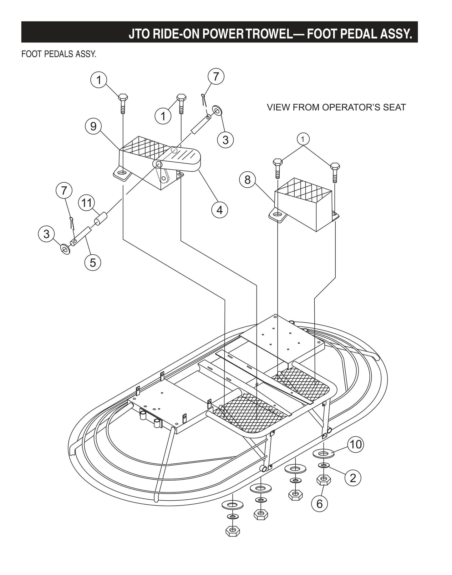 JTO Ride-On Power Trowel-Foot Pedal Assembly
