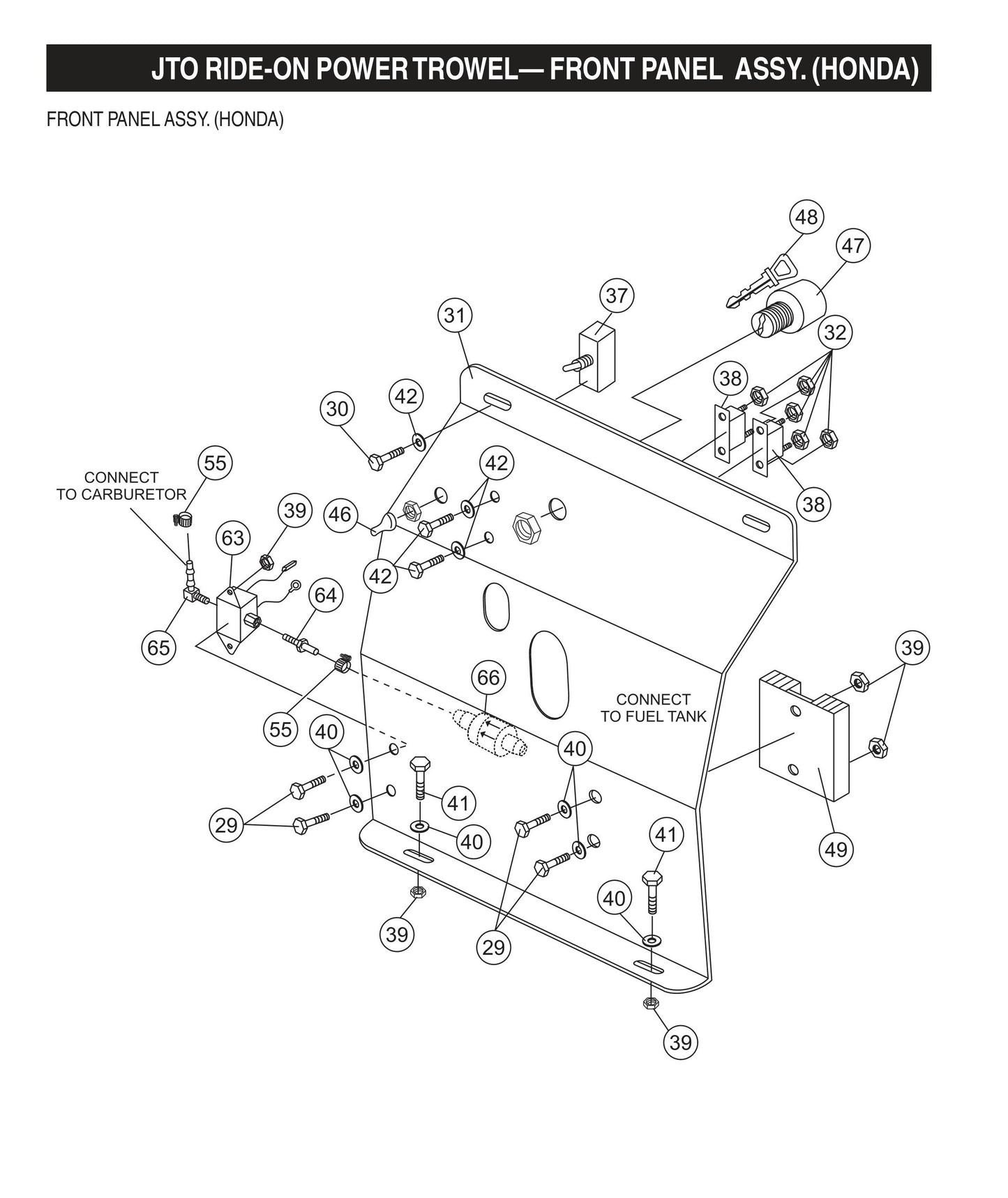 JTO Ride-On Power Trowel-Front Panel Assembly (Honda)