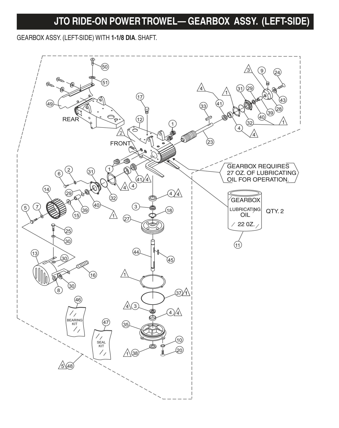 JTO Ride-On Power Trowel-Gearbox Assembly (Left-Side) Fig 2