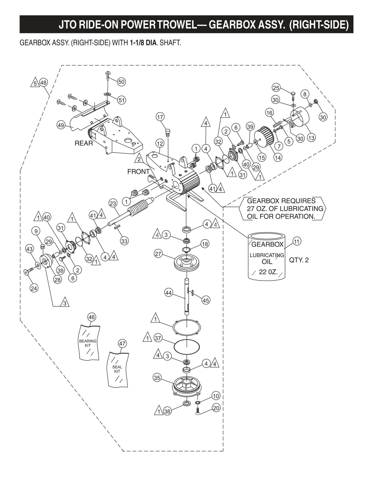 JTO Ride-On Power Trowel-Gearbox Assembly (Right-Side) Fig 1