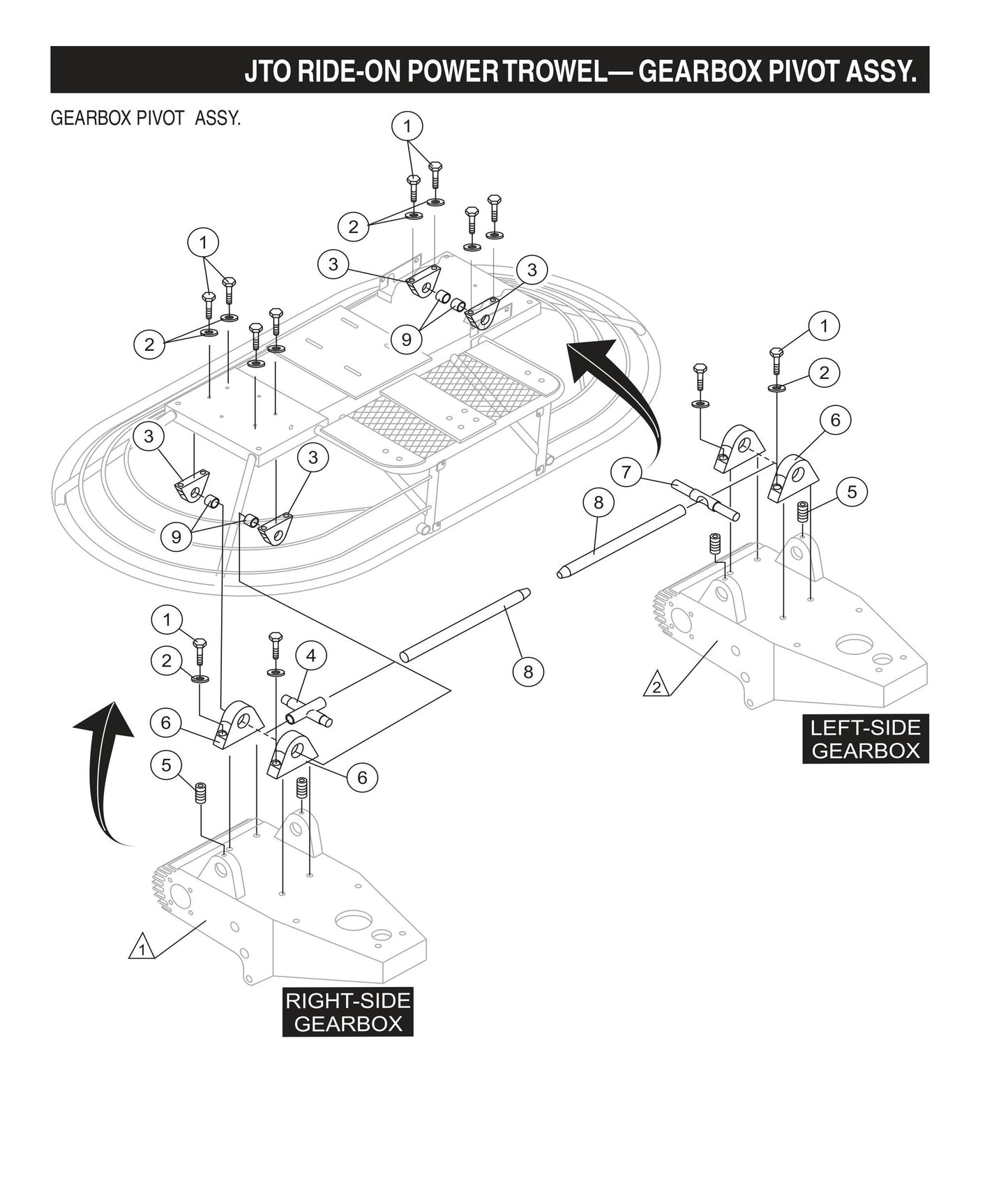 JTO Ride-On Power Trowel-Gearbox Pivot Assembly
