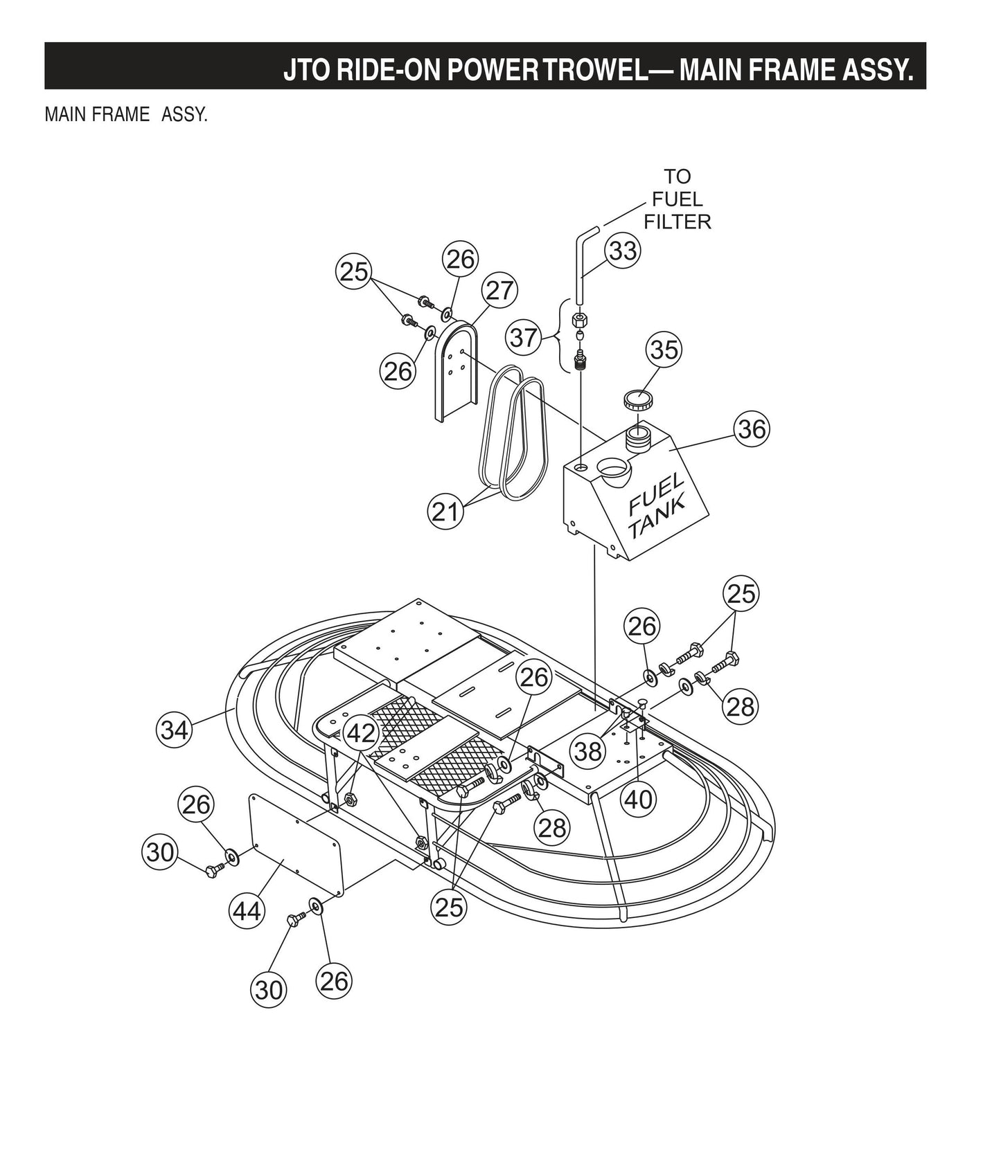 JTO Ride-On Power Trowel-Main Frame Assembly