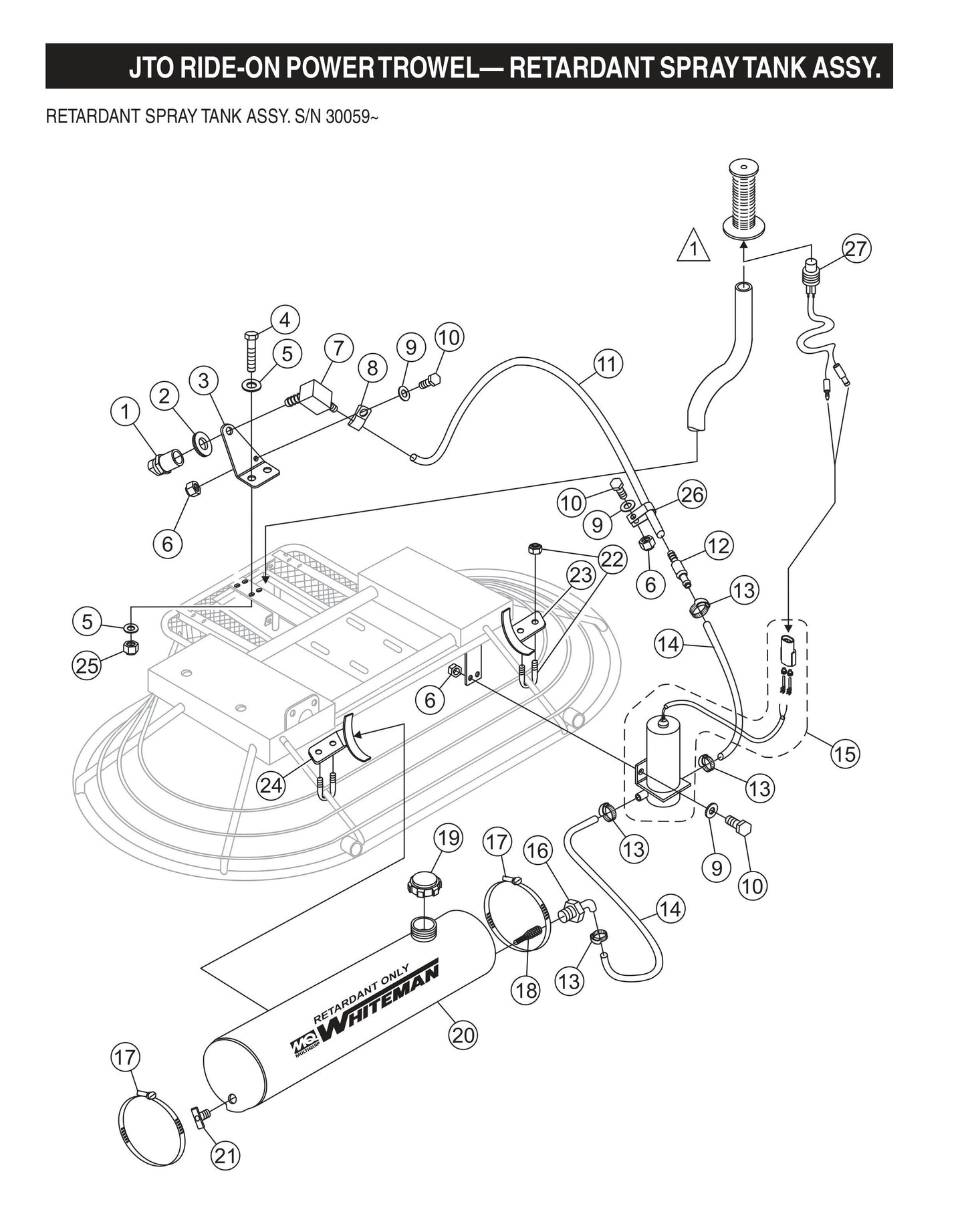 JTO Ride-On Power Trowel-Retardant Spray Tank Assembly S/N 30059