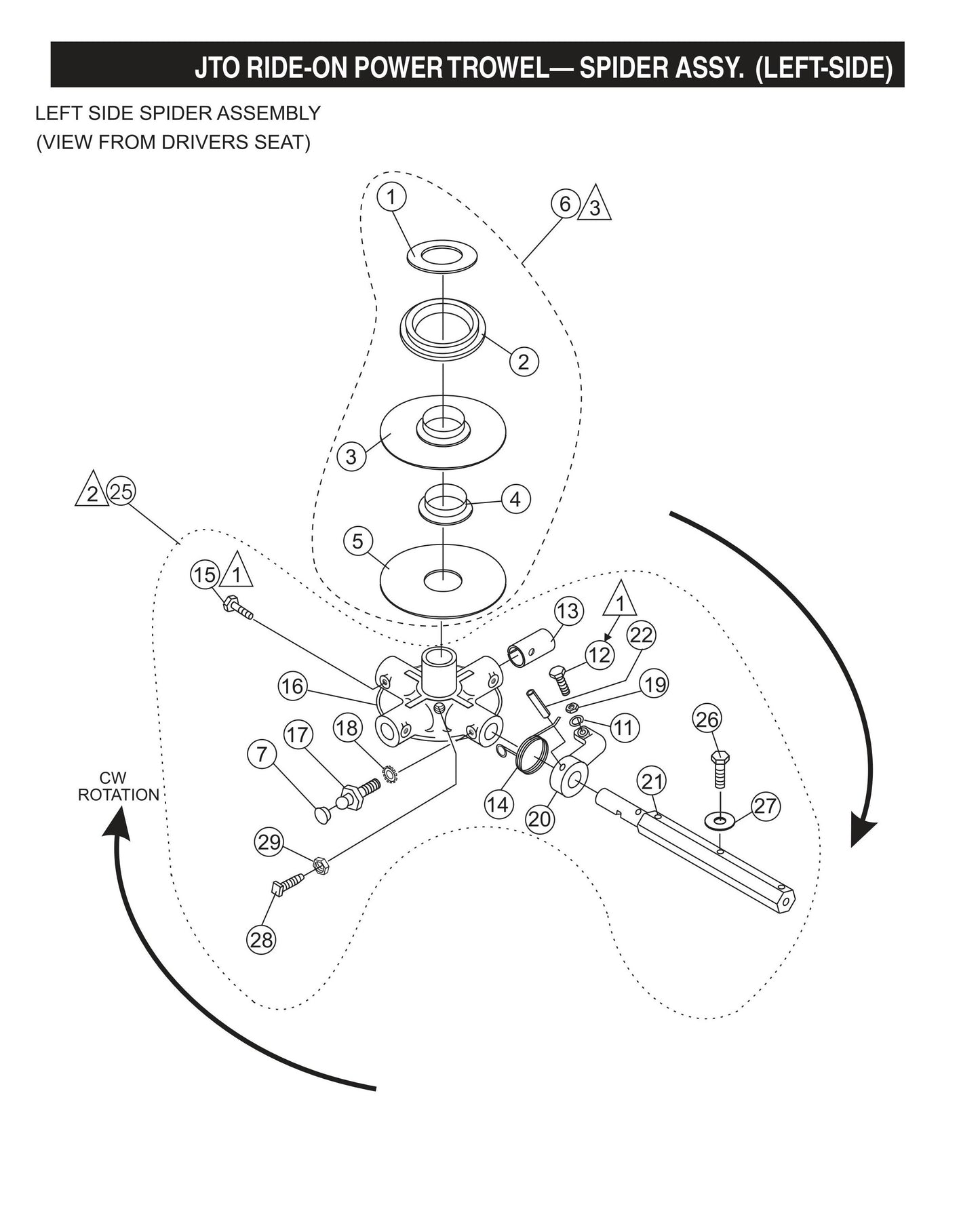 JTO Ride-On Power Trowel-Spider Assembly (Left-Side)