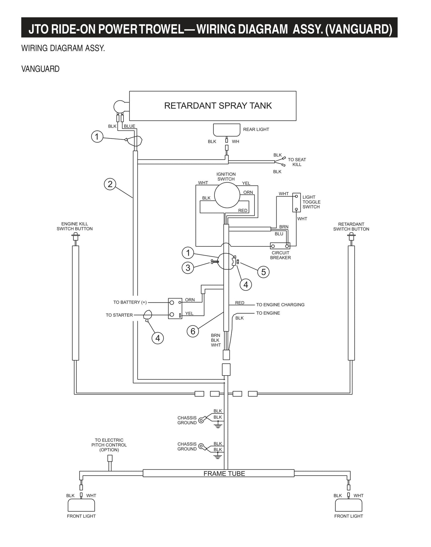 JTO Ride-On Power Trowel-Wiring Diagram Assembly (Vanguard)