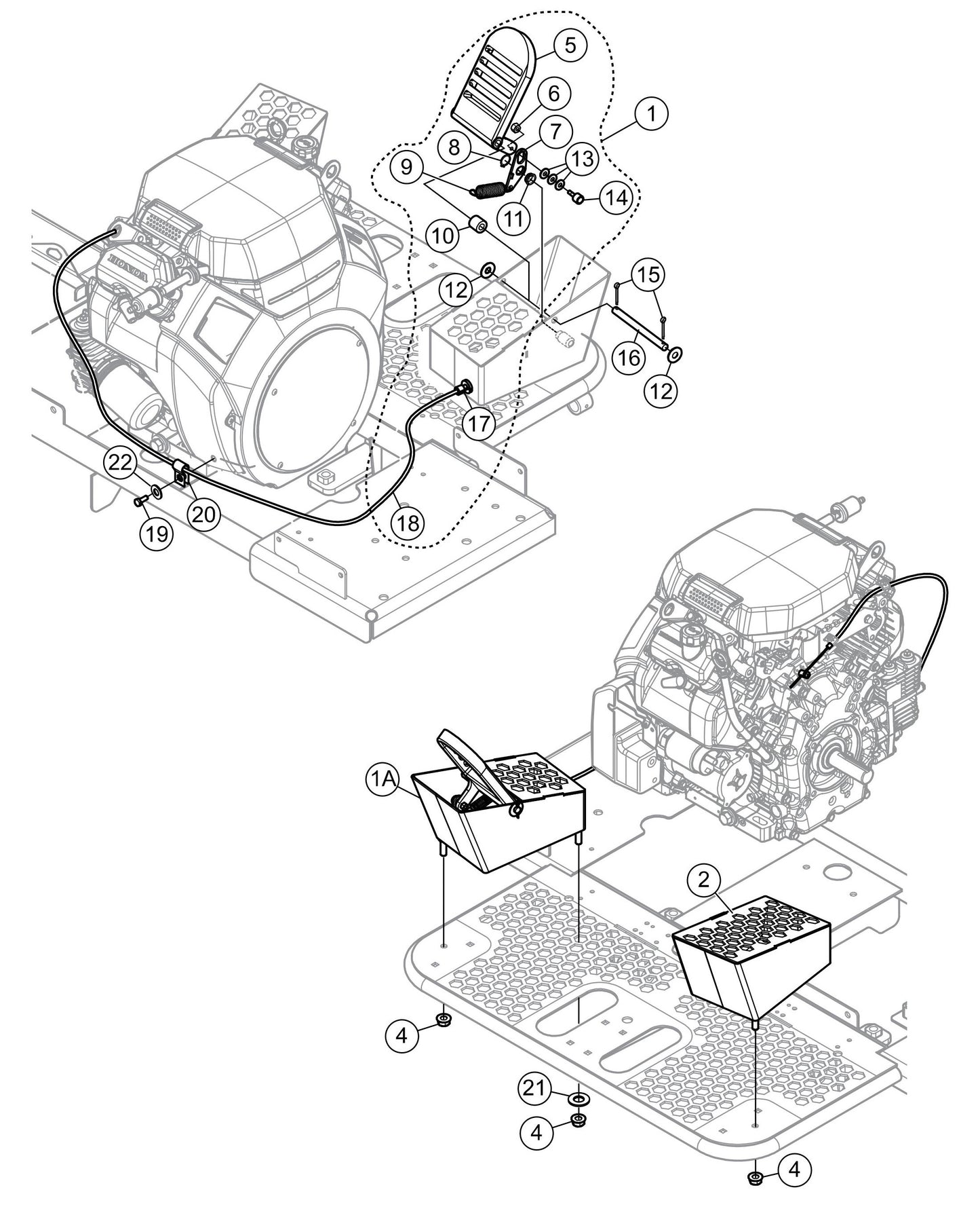 JWN-24HTCSL, JWN-24HSCSL S/N VB0206952 and Above - Foot Pedal/Throttle Assembly Parts