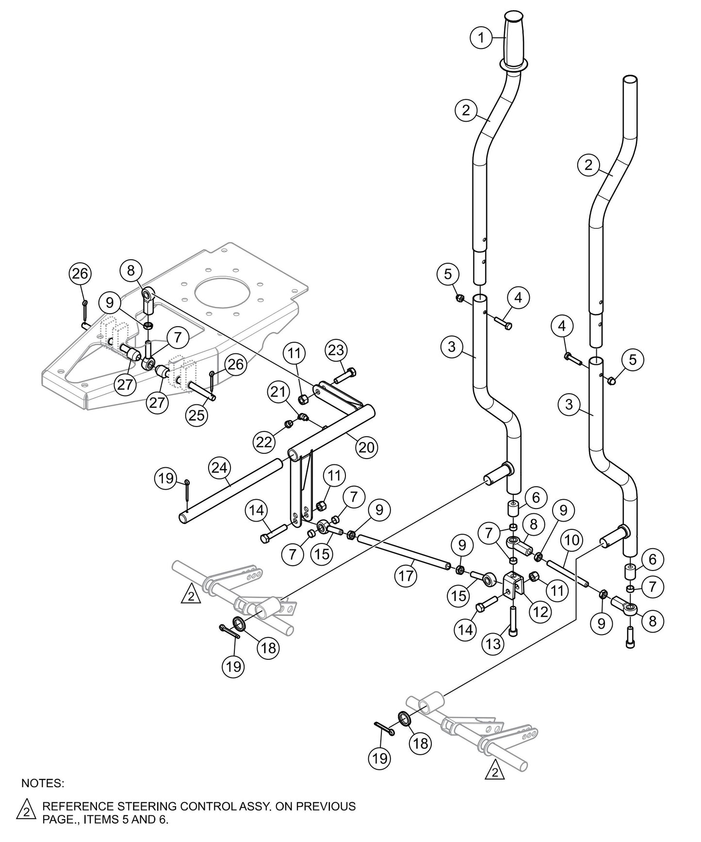 JWN-24HTCSL, JWN-24HSCSL S/N VB0206952 and Above - Steering Handles Assembly Parts