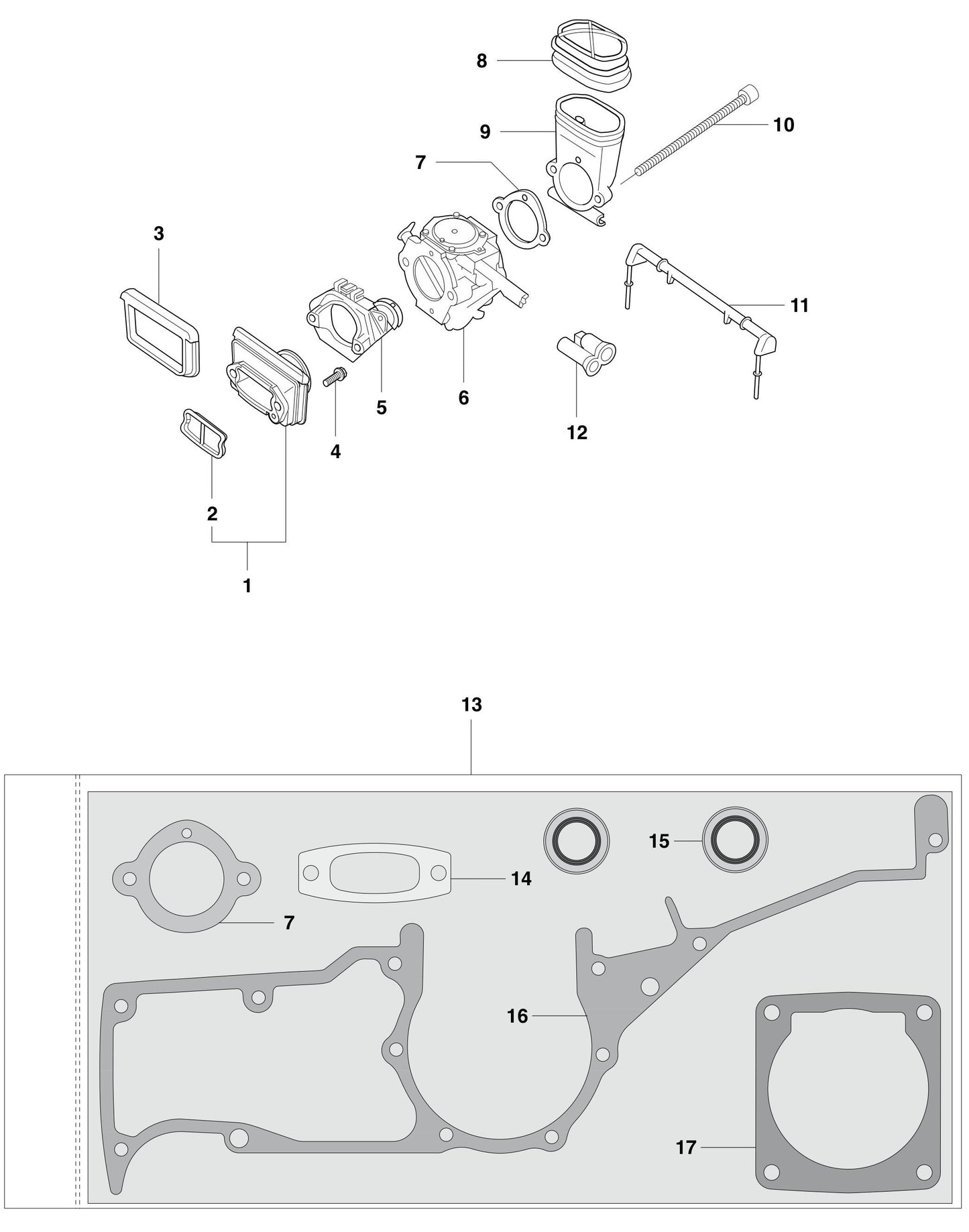 K1250 Carburetor Assembly Parts by Husqvarna