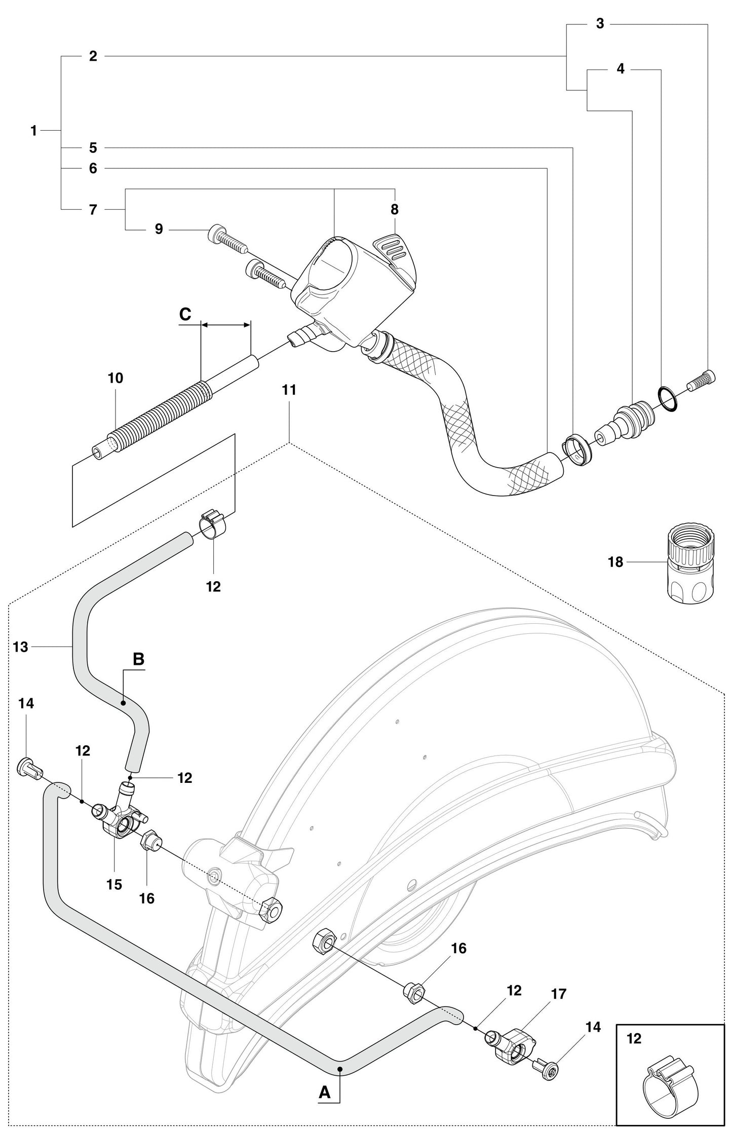 K1250 Water Hose Kit Assembly Parts by Husqvarna