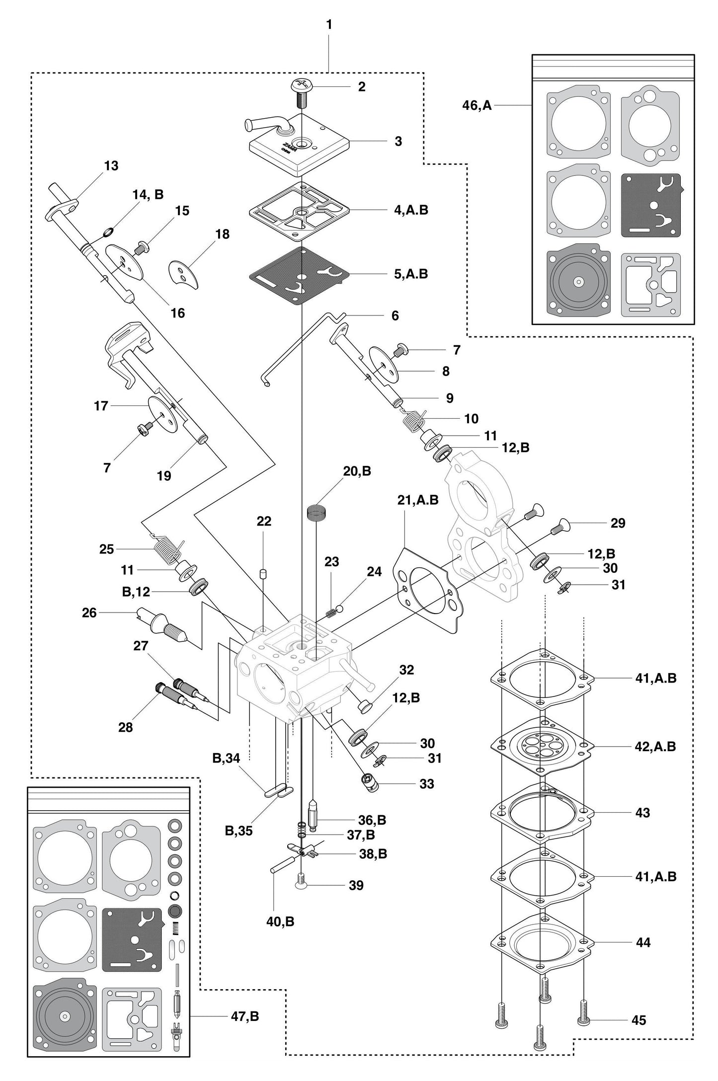 K750 Carburetor Assembly Parts