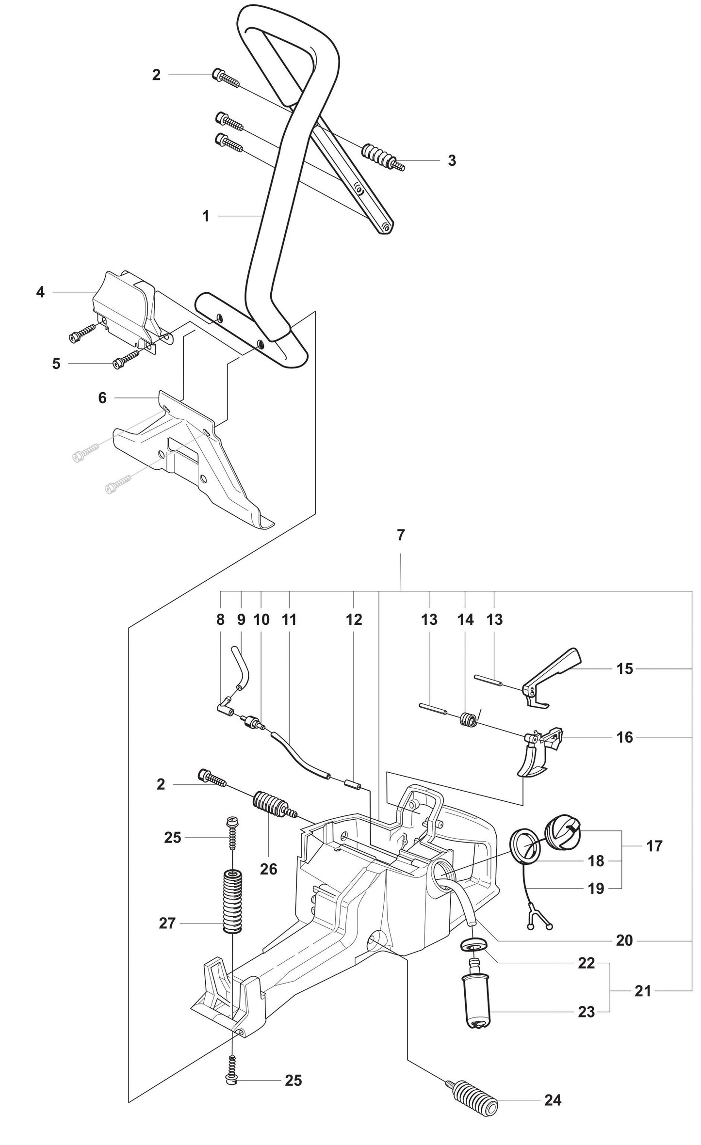 K950 Handle and Fuel Tank Assembly Parts