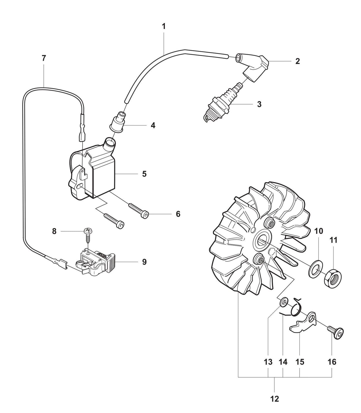K950 Flywheel and Ignition System Parts