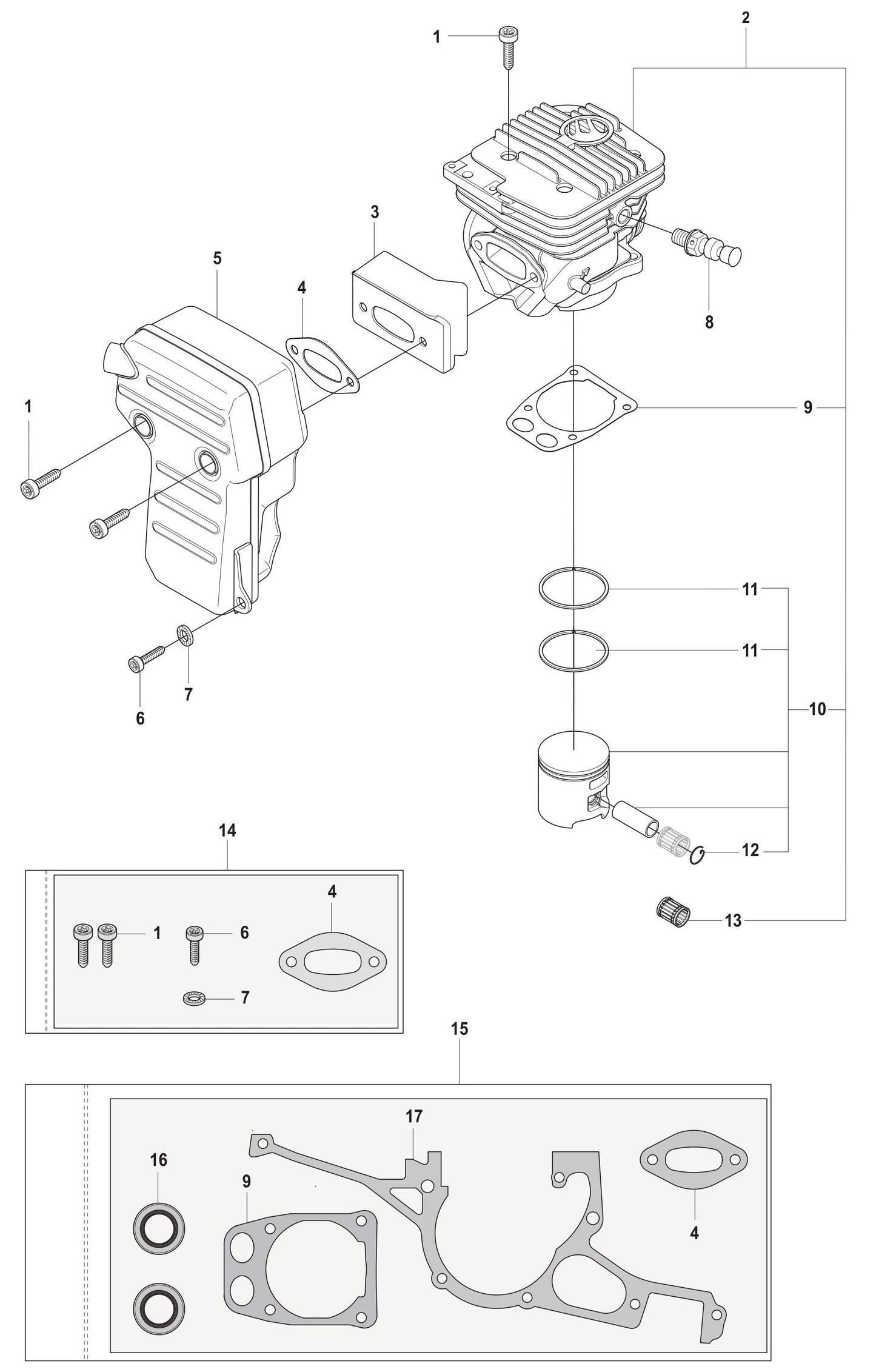 K960 Muffler Assembly Parts By Husqvarna
