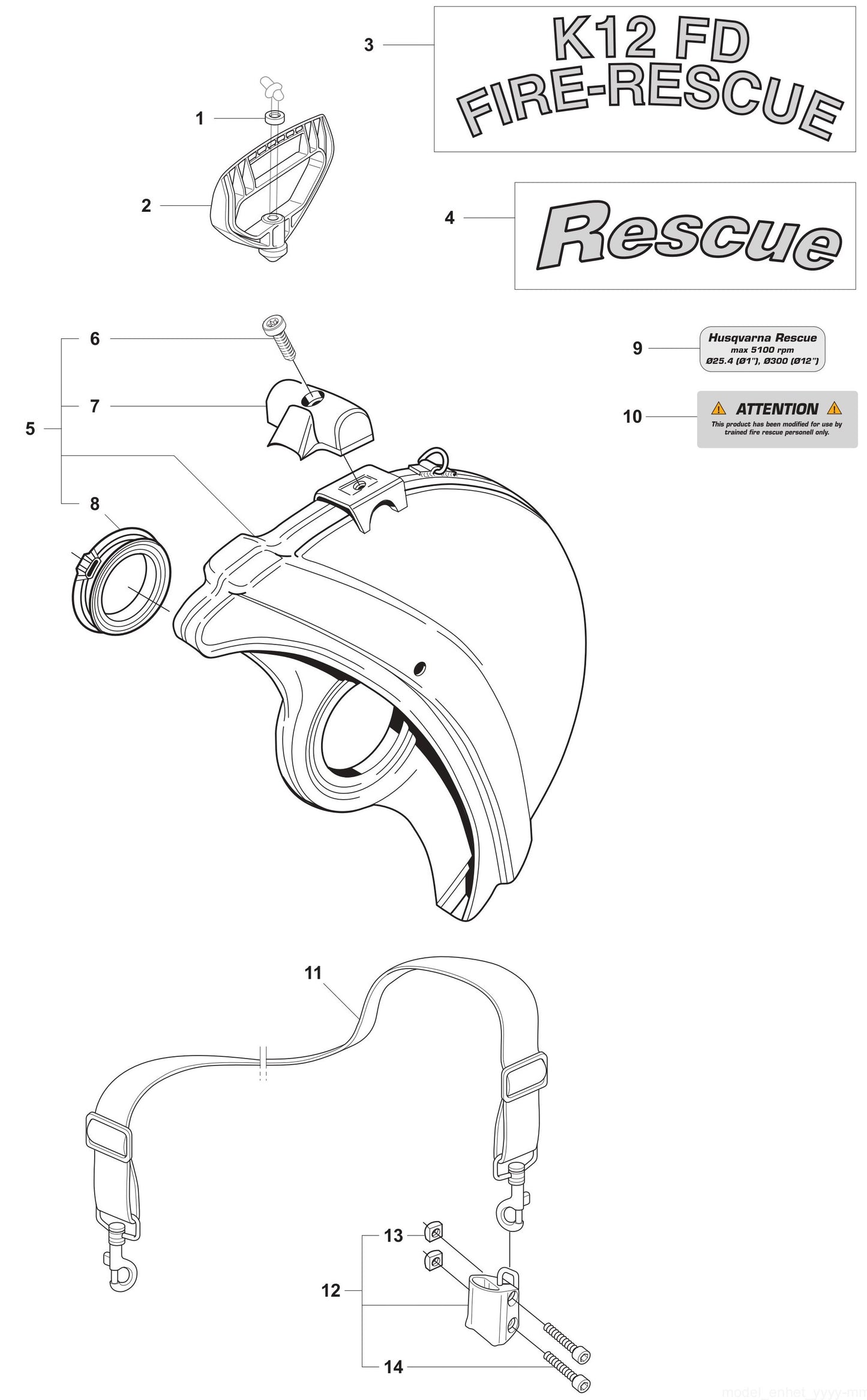 K960 Rescue Assembly Parts By Husqvarna