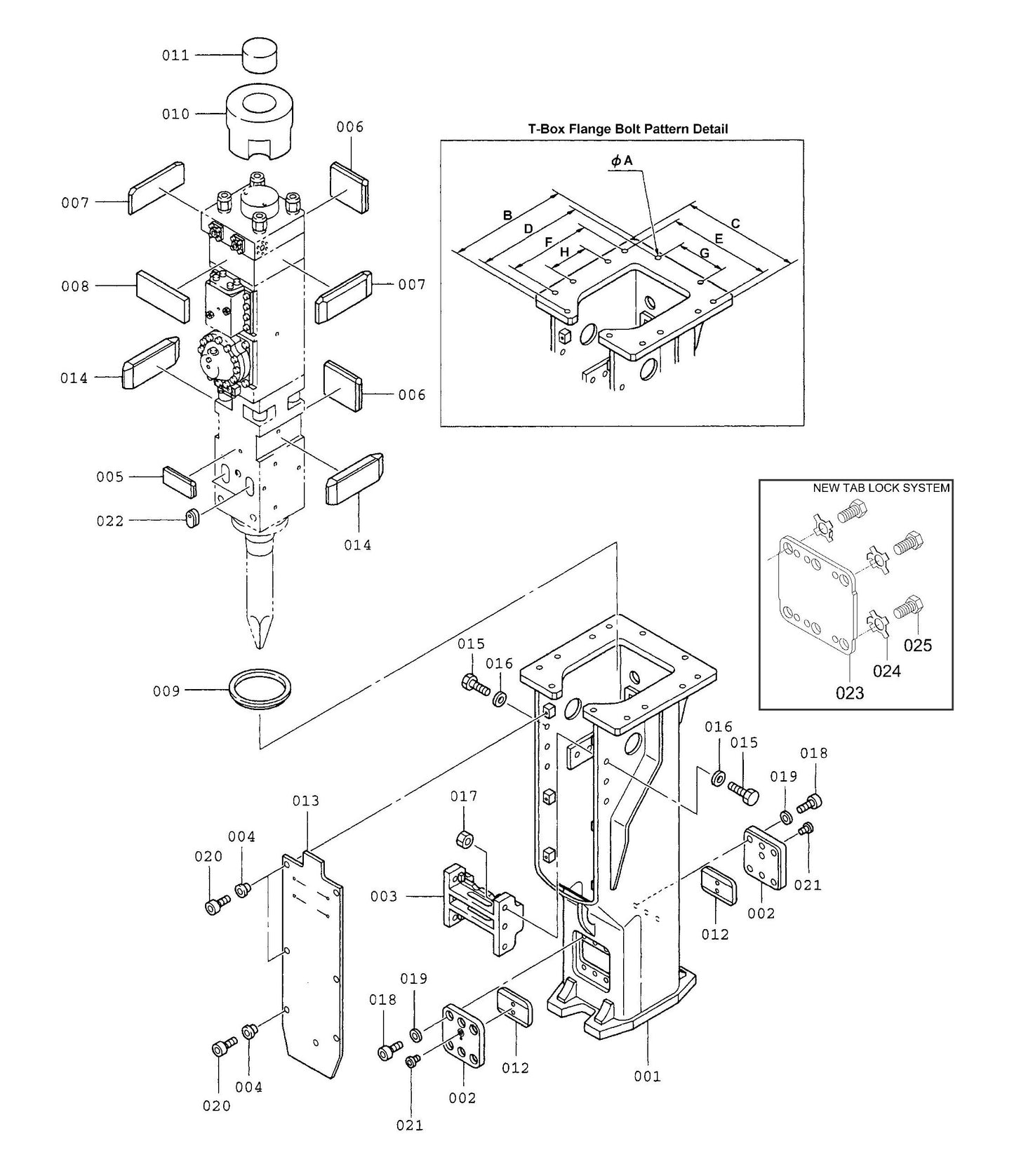 F70Qt Serial No.1001 ~1061 T-Box Mounting Assembly Parts