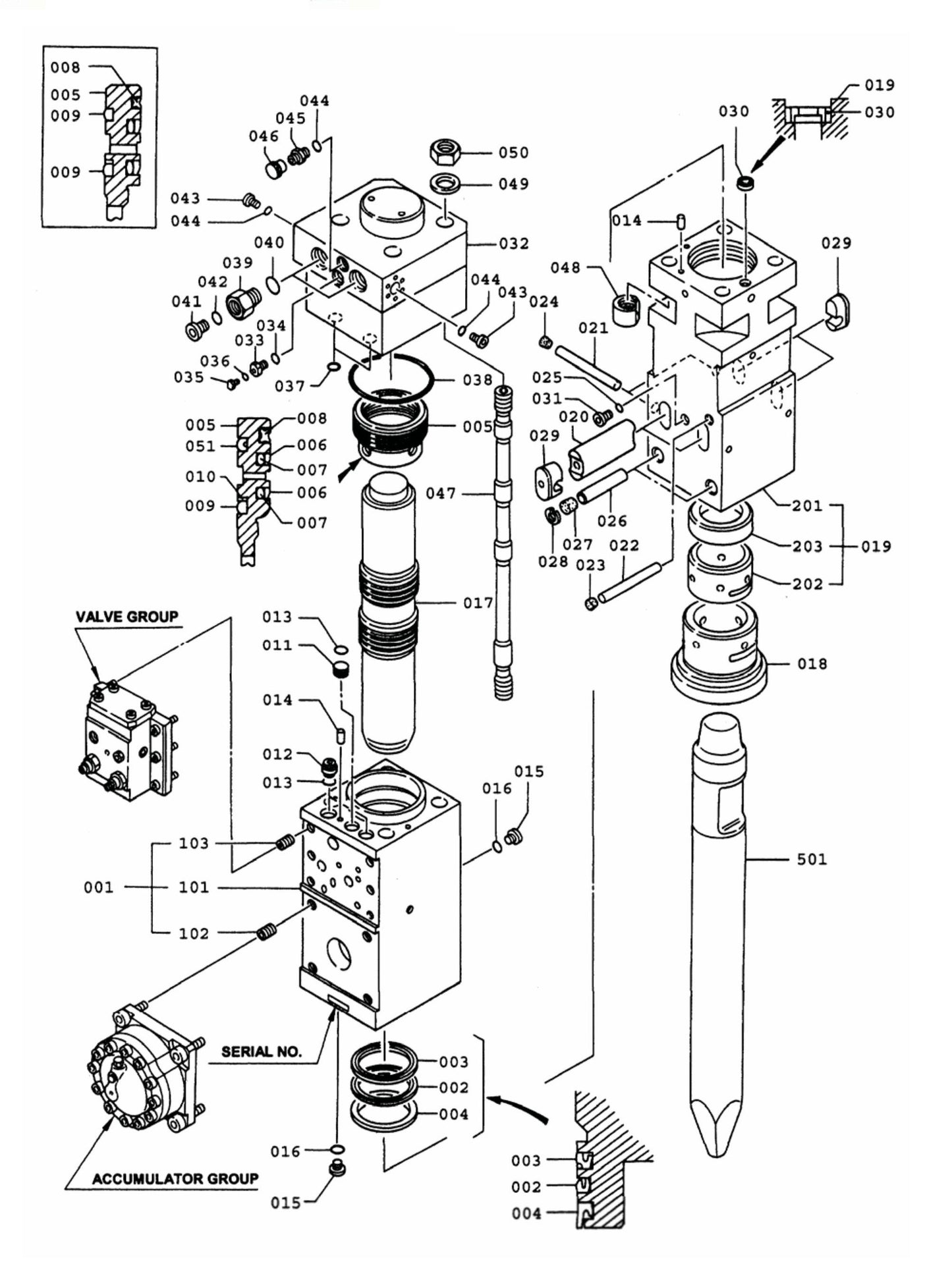 F19Qt (Serial No.3557 & Up) Hydraram Parts Breakdown Assembly Parts