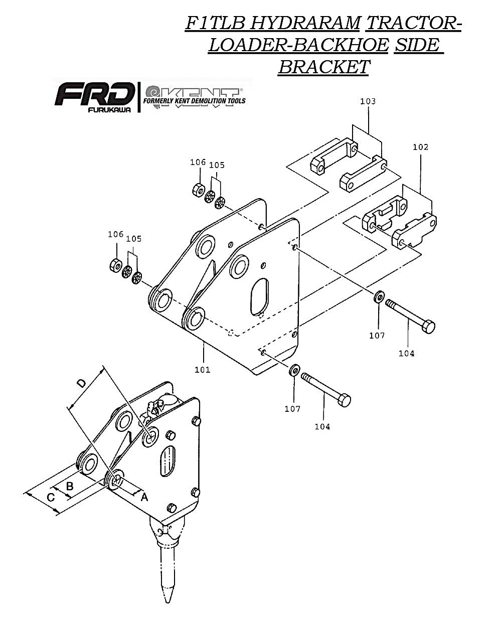 Kent F1 Series Hydraulic Breaker/Hydraram Tractor-Loader-Backhoe side Bracket Assembly Parts