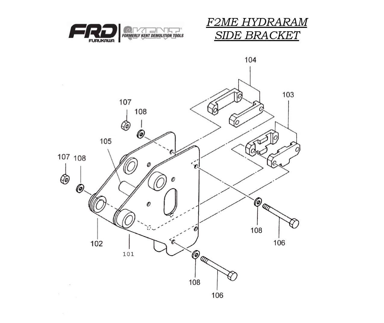 Kent F2ME Series Hydraulic Breaker Side Bracket Parts