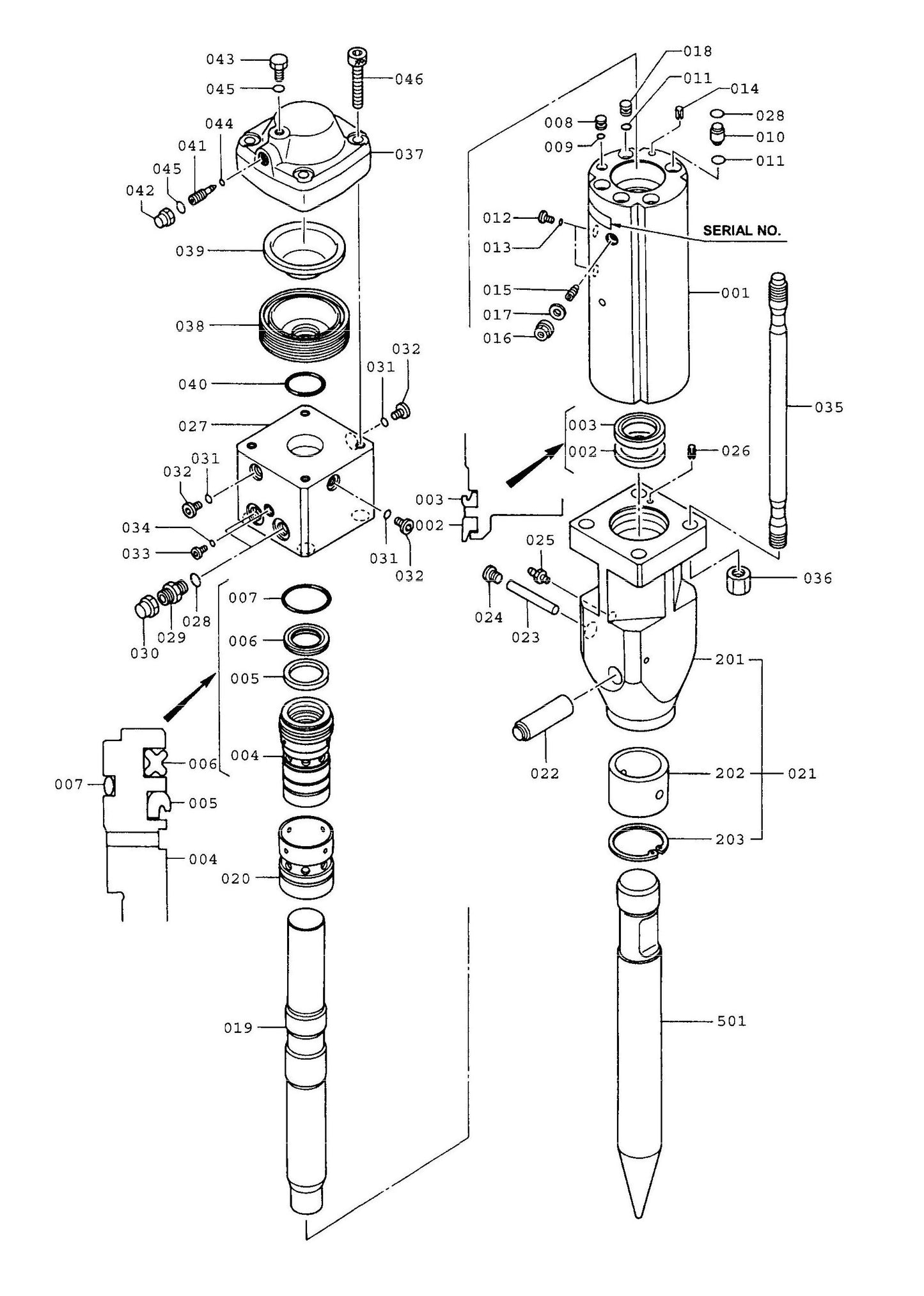 F3 (Serial No.5001 & Up) Hydraram Parts Breakdown Assembly Parts