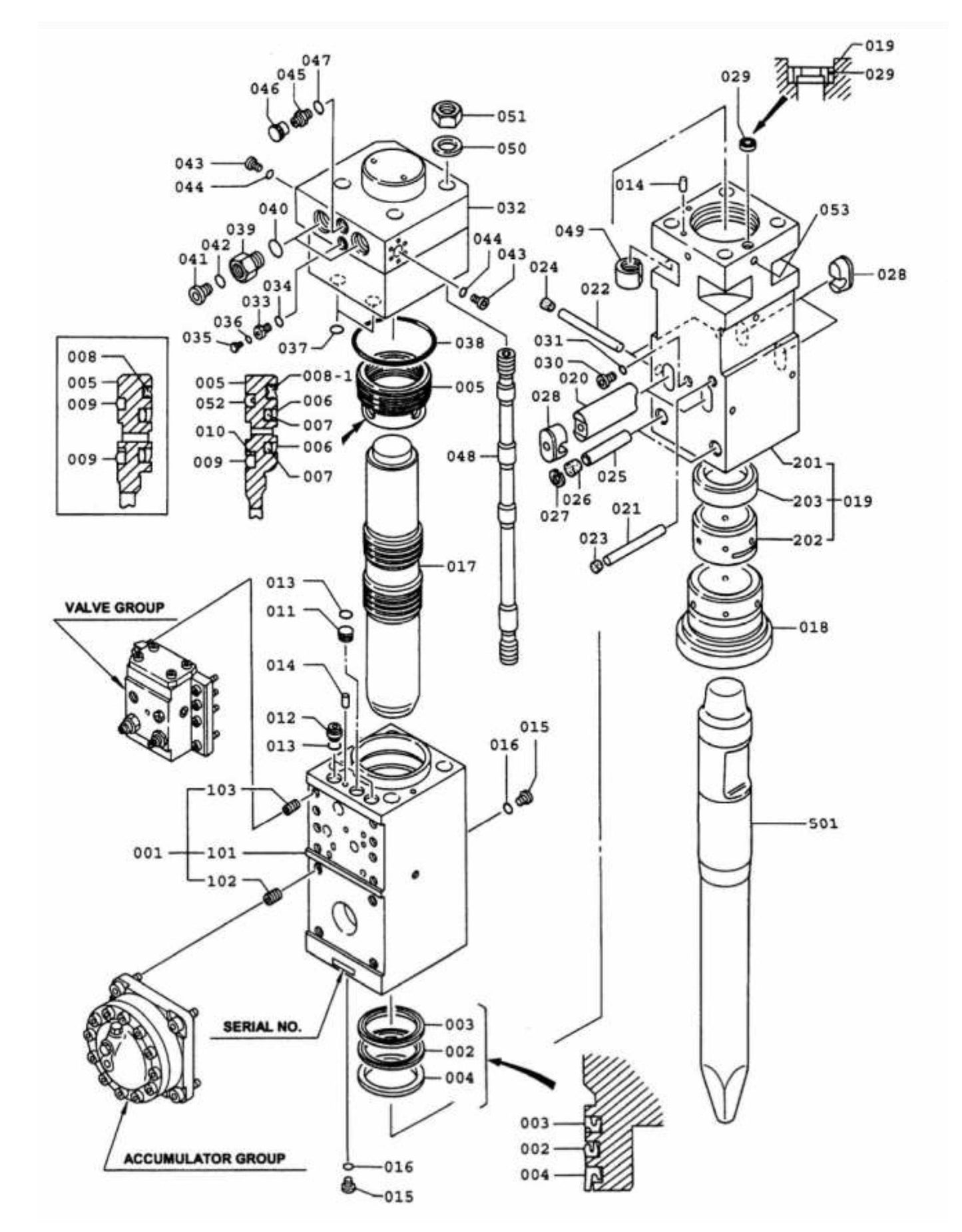 F45 QT-K107 Hydraram Parts Breakdown Assembly Parts