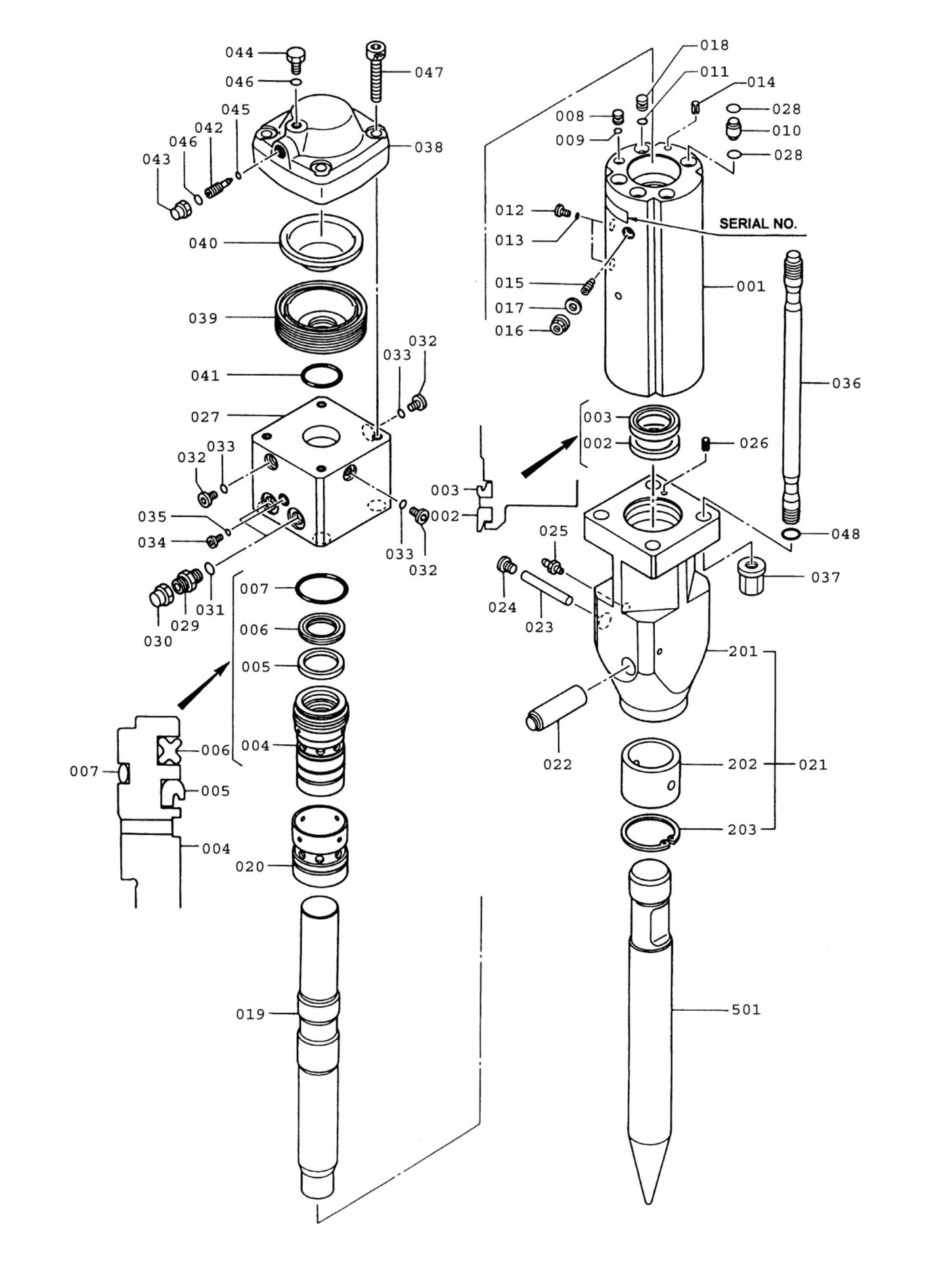 F4 TLB Side Plate Version (Serial No.5001-& Up) Hydraram Parts Breakdown Assembly Parts