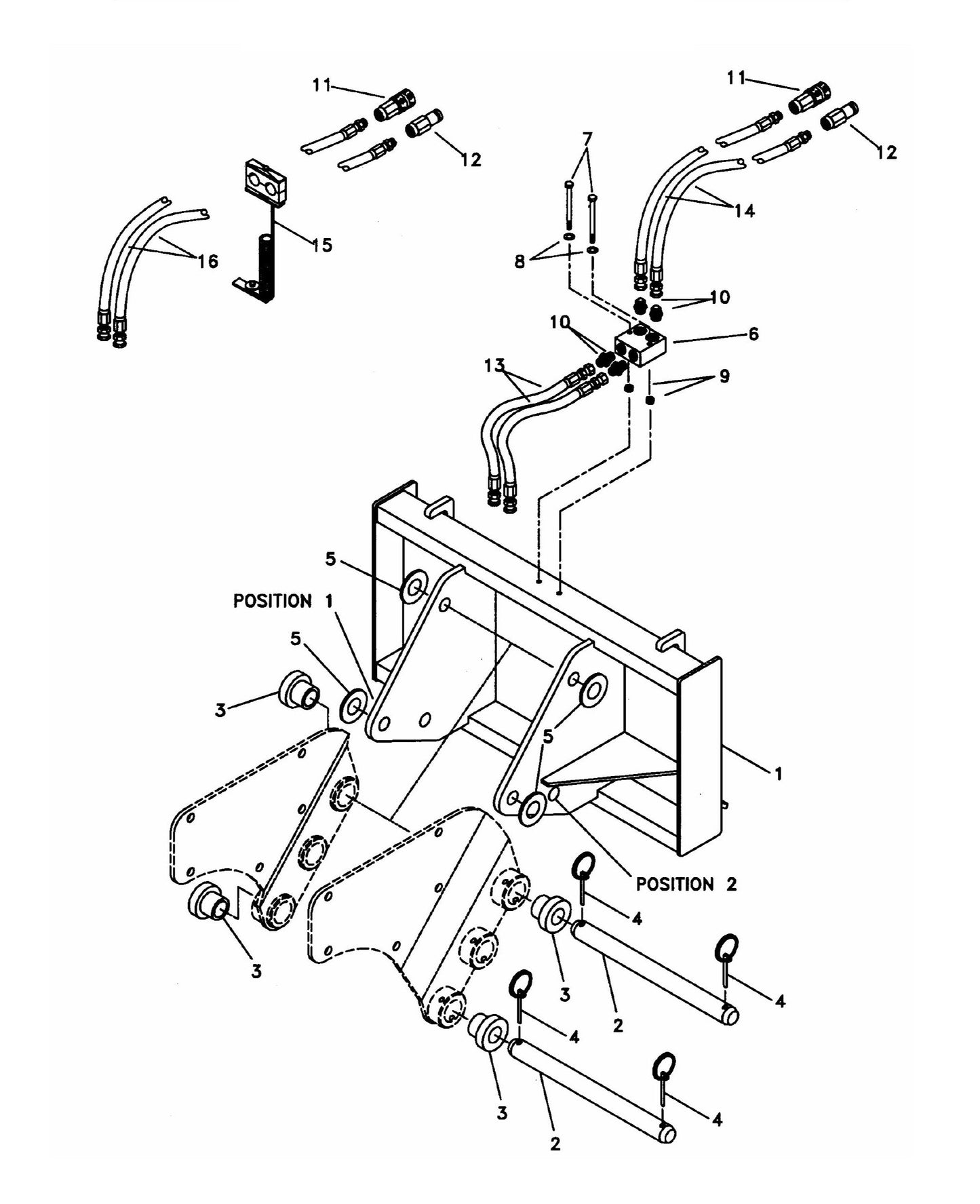 F4 TLB Side Plate Version (Serial No.5001-& Up) Two-Position (Pin-On) Universal Quick Attach Bracket Assembly Parts