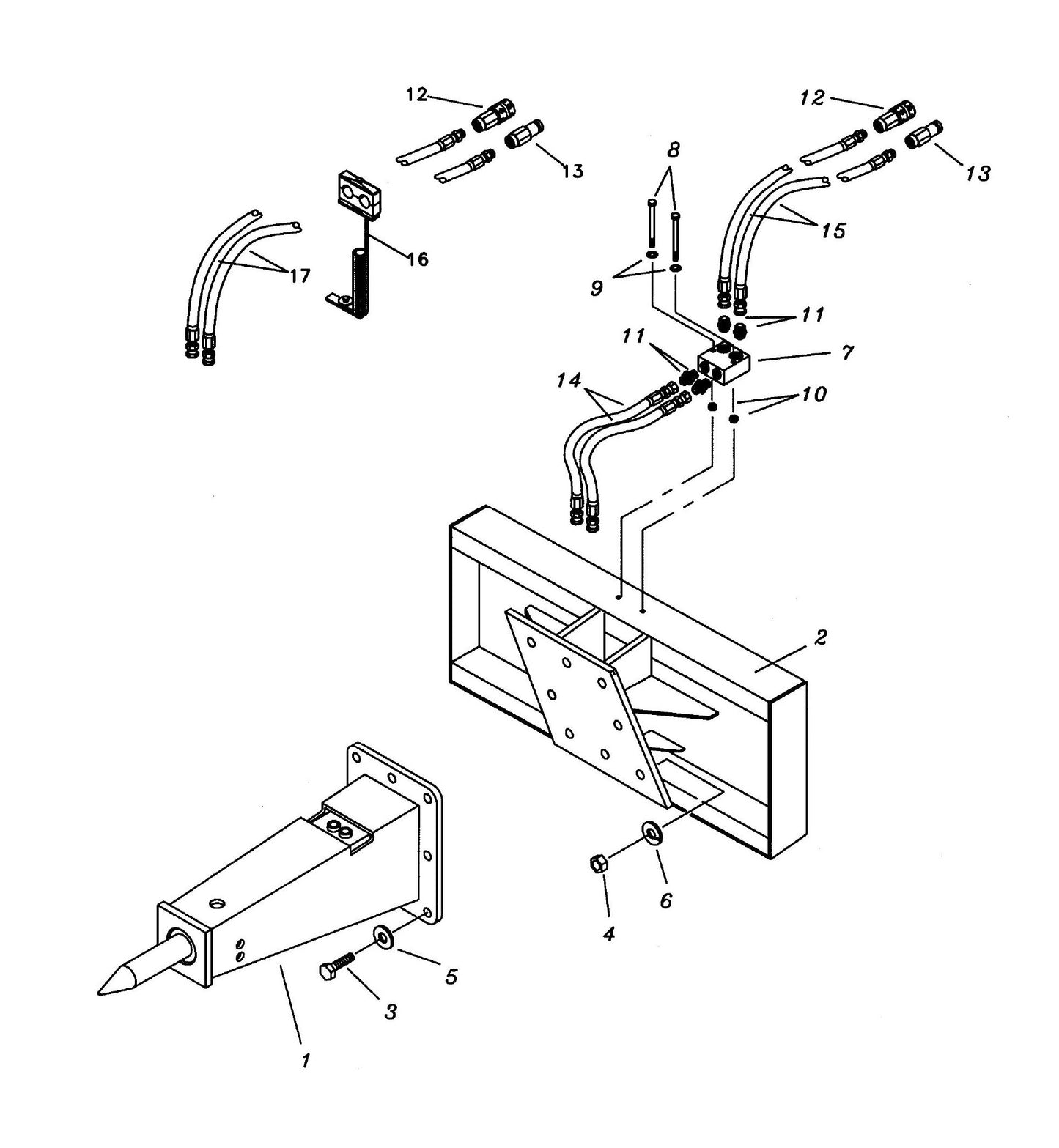 F4 TLB Side Plate Version (Serial No.5001-& Up) Bolted One-Piece Rigid Quick Attach Bracket Assembly Parts