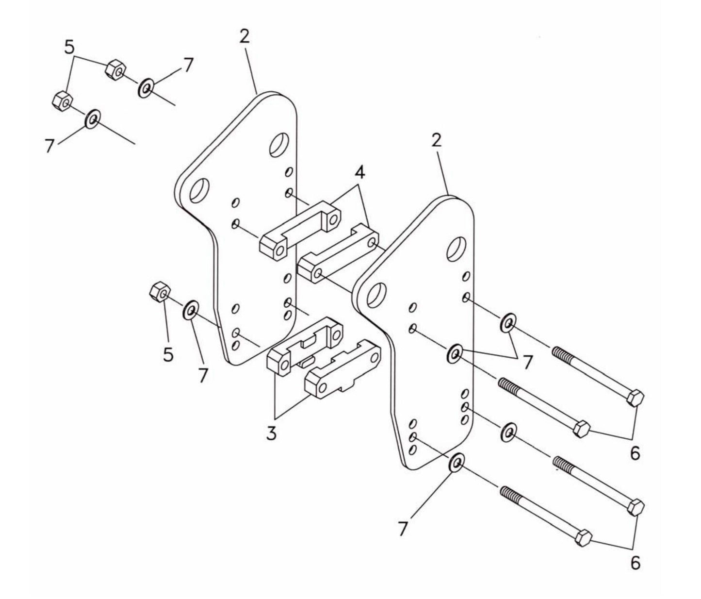 F5 Three-Boss TLB Versions (Serial No.5001 & Up) Mini-Excavator Side Plate Mounting Assembly Parts