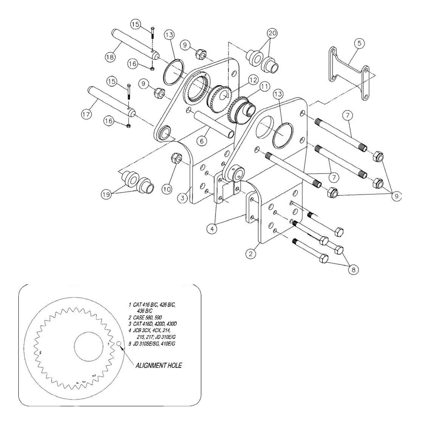 F6 Switch Hitch Mounting F6TLB A-Hydraram Tractor-Loader-Backhoe Version Assembly Parts
