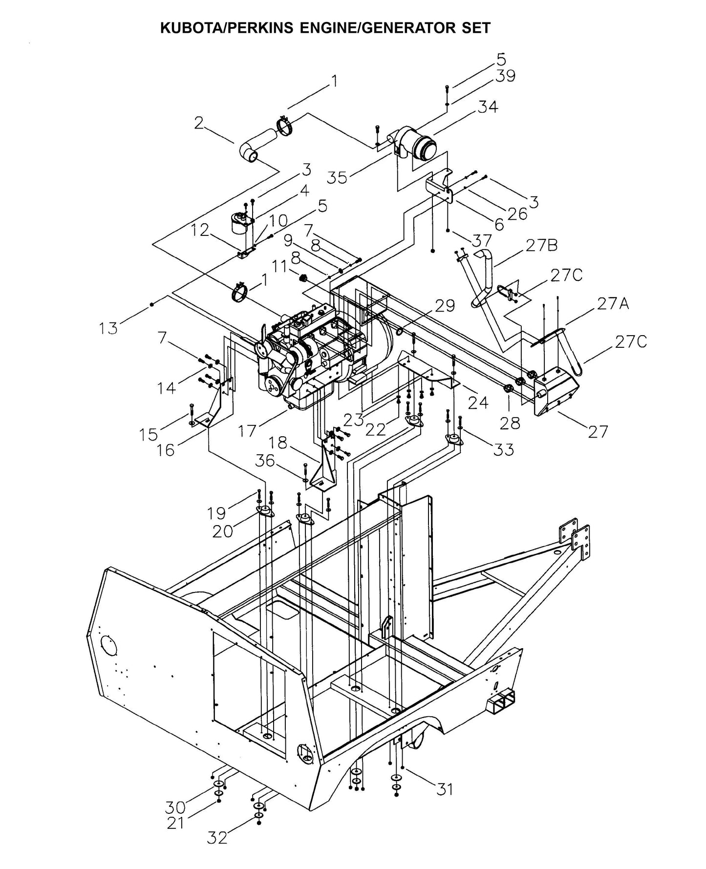 Maxi-Lite Laydown 6-8KW-Kubota/Perkins Engine/Generator Set (Fig 1) Parts By Allmand