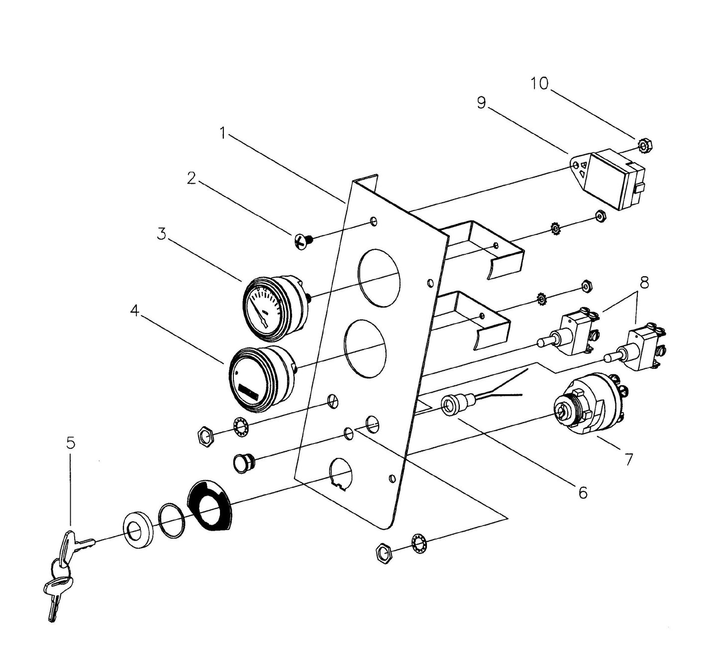 Maxi-Lite Hydraulic Tower-Kubota/Perkins Engine DC Gauge Panel Assembly Parts By Allmand