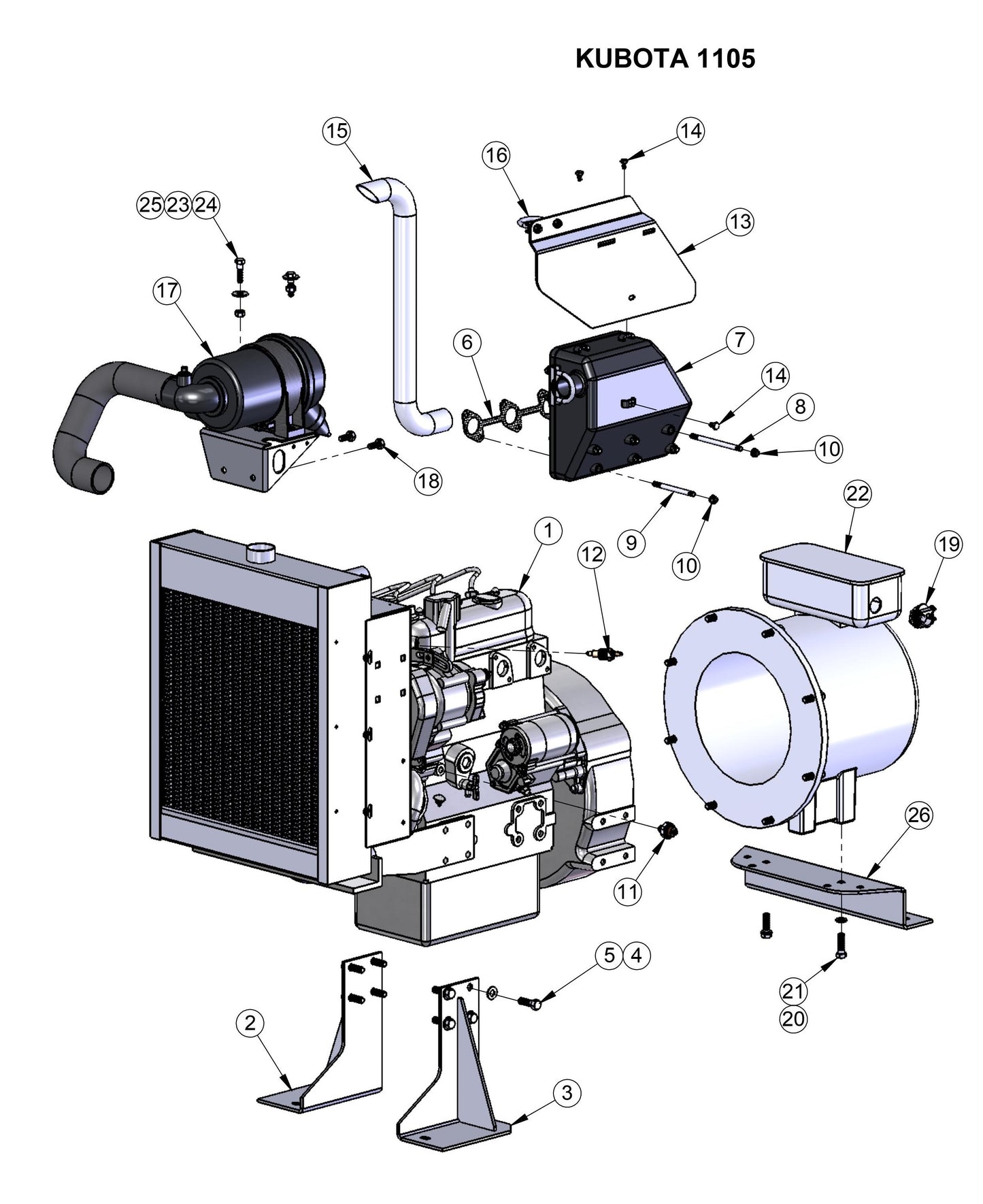 V-Series Maxi-Lite 7.5-8KW-Kubota 1105 Parts By Allmand