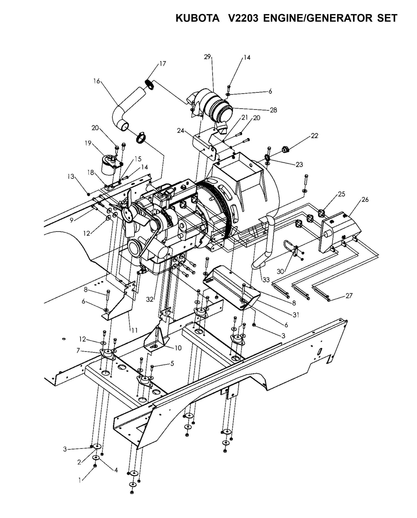 Maxi-Lite 15330 and 20330-Kubota V2203 Engine/Generator Set Parts By Allmand