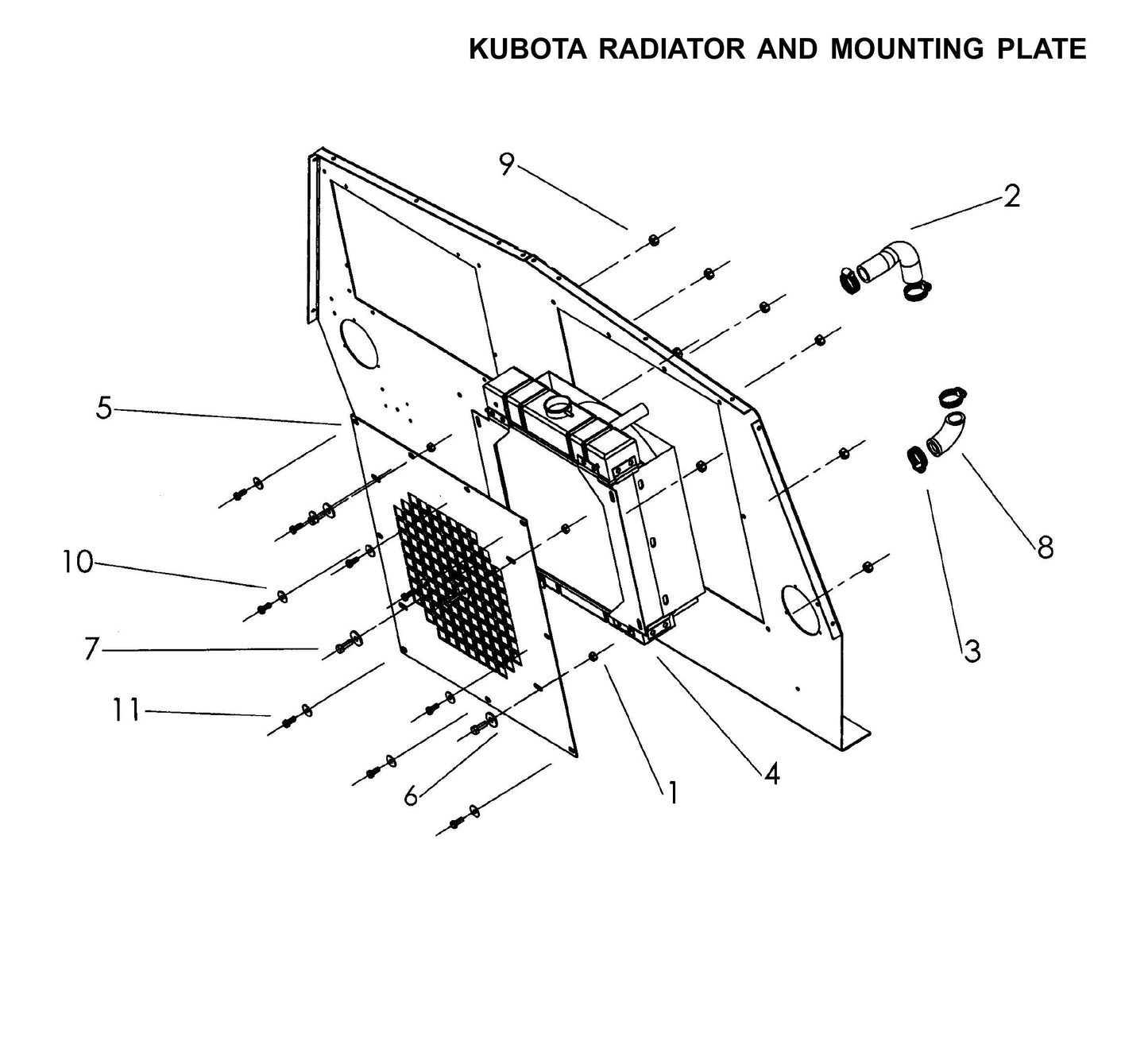 Maxi-Lite 15330 and 20330-Kubota Radiator and Mounting Plate Parts By Allmand