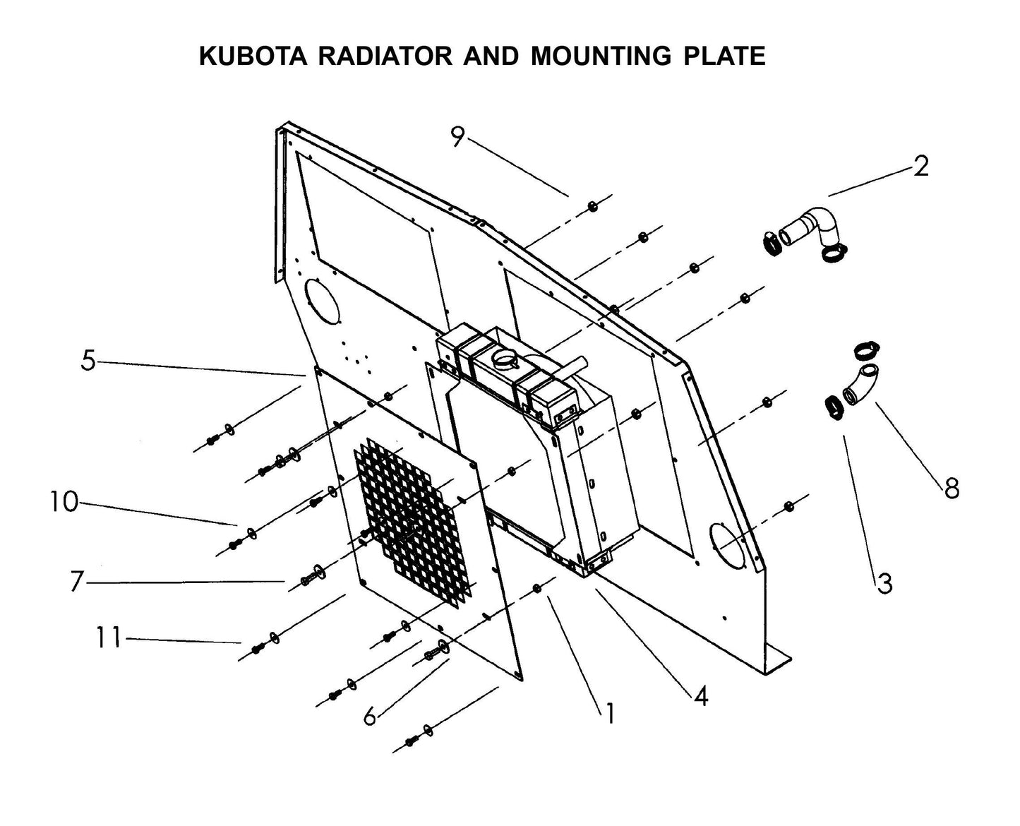 Maxi-Lite Laydown 15-20KW-Kubota Radiator and Mounting Plate Parts By Allmand