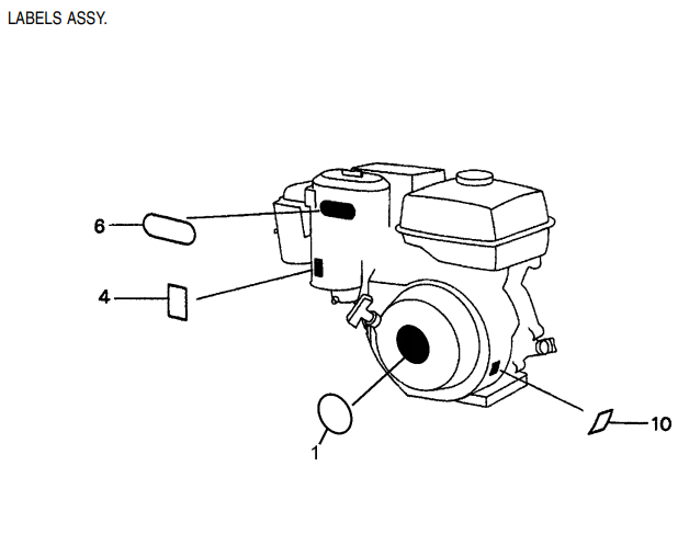 GA6H GA6HA HONDA GX340K1EDE2 ENGINE- Labels Assembly Parts By Multiquip