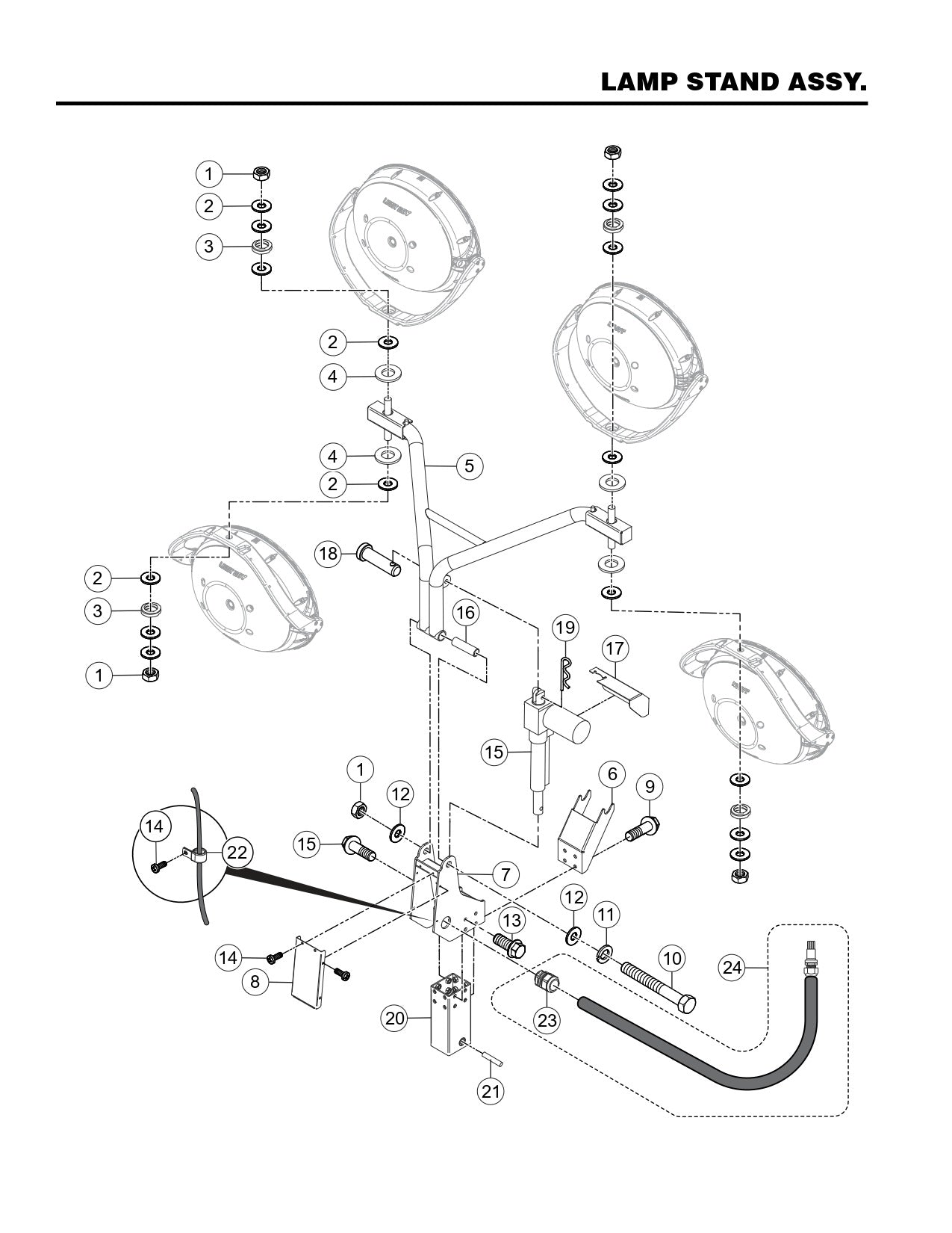 GBX GloBug Lighting System Lamp Stand Assembly Parts by Multiquip