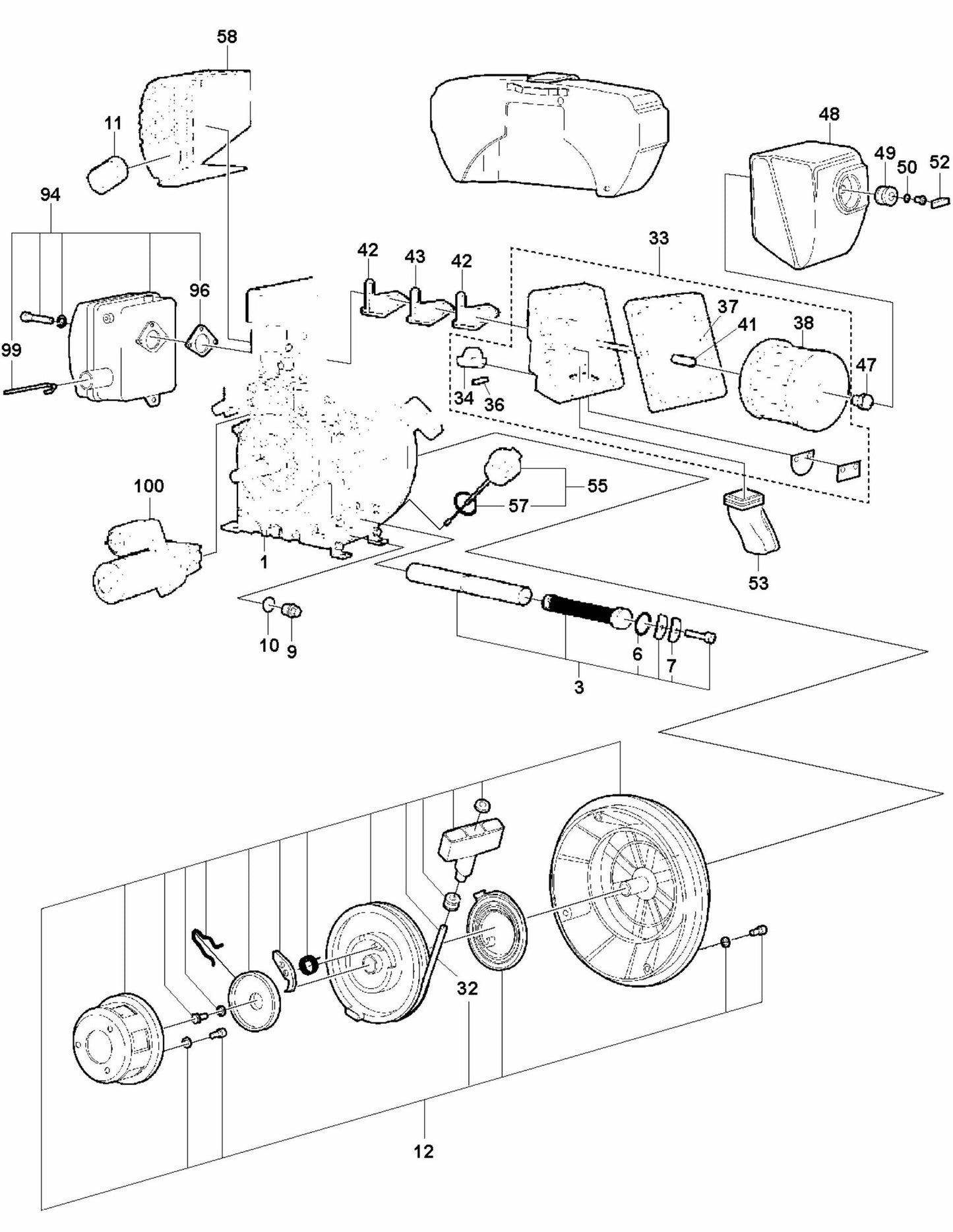 Engine - Hatz 1B30 - Electric Start Assembly Parts For LG 300 By Husqvarna