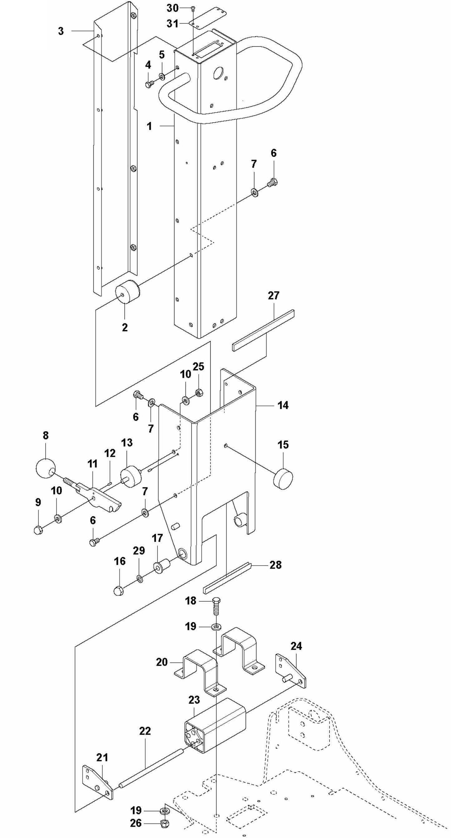 Handle Assembly Parts For LG 504 Reversible Plate Compactor By Husqvarna