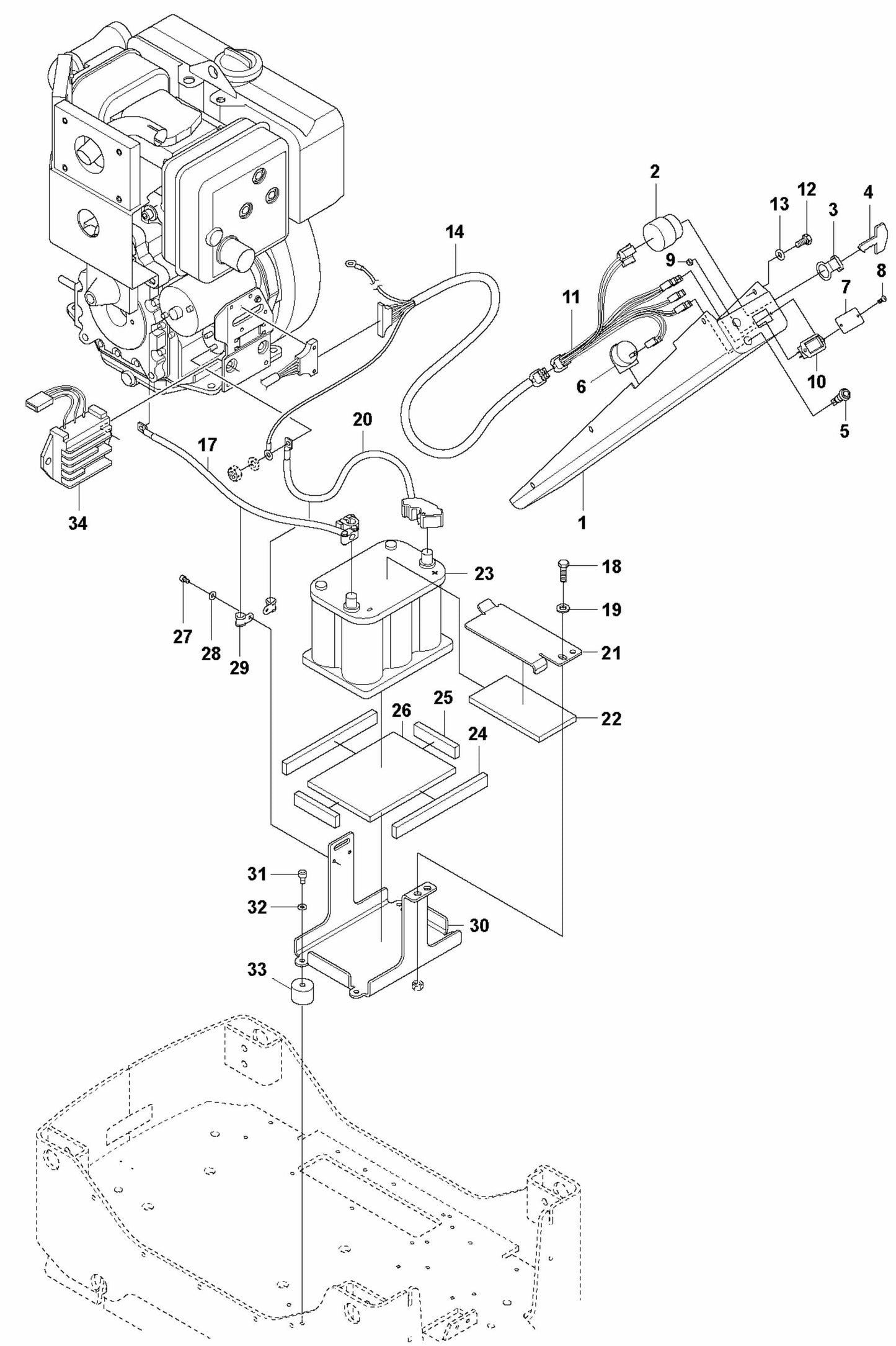 Electrical Assembly Parts For LG 504 Reversible Plate Compactor By Husqvarna