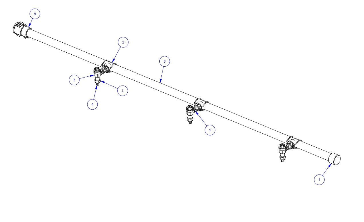 TRTP275 Triple Roller Tube Pavers LH 6’ Spray Bar Assembly Parts by Allen Engineering