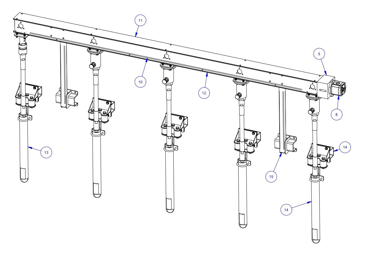 TRTP275 Triple Roller Tube Pavers LH Rack-5 Bank Assembly Parts by Allen Engineering