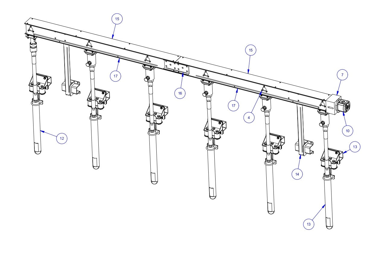 TRTP275 Triple Roller Tube Pavers LH Rack-6 Bank Assembly Parts by Allen Engineering