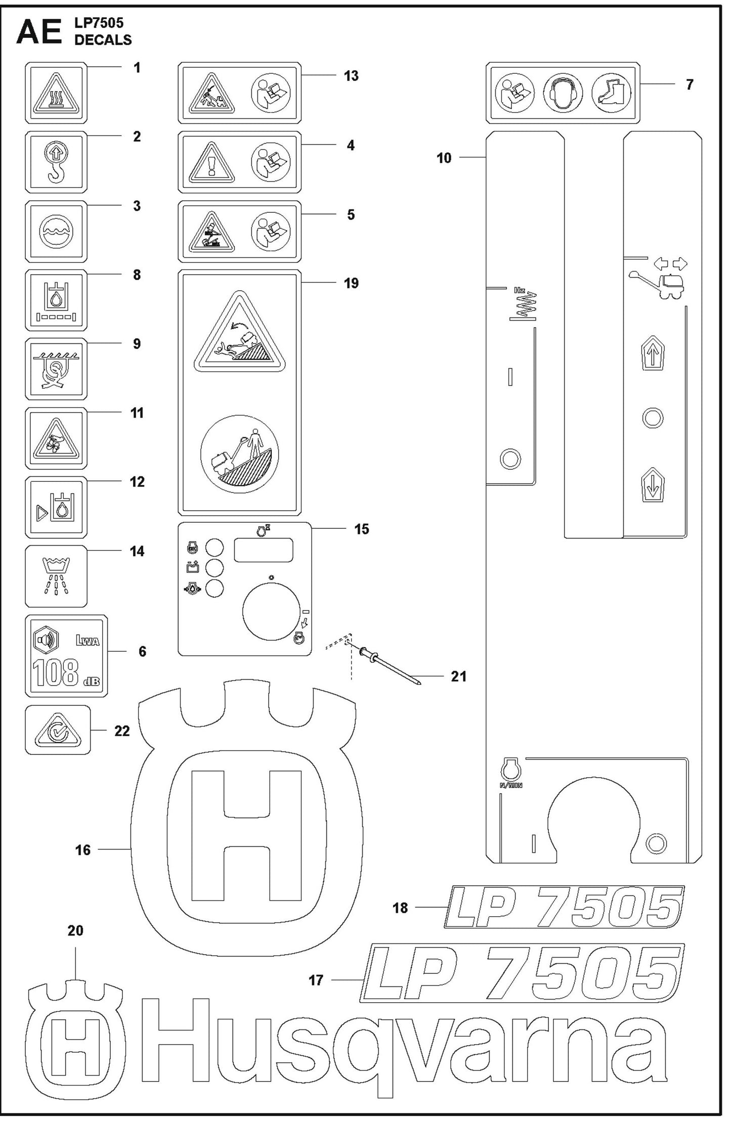 Decals Parts For LP7505 Walk Behind Roller By Husqvarna