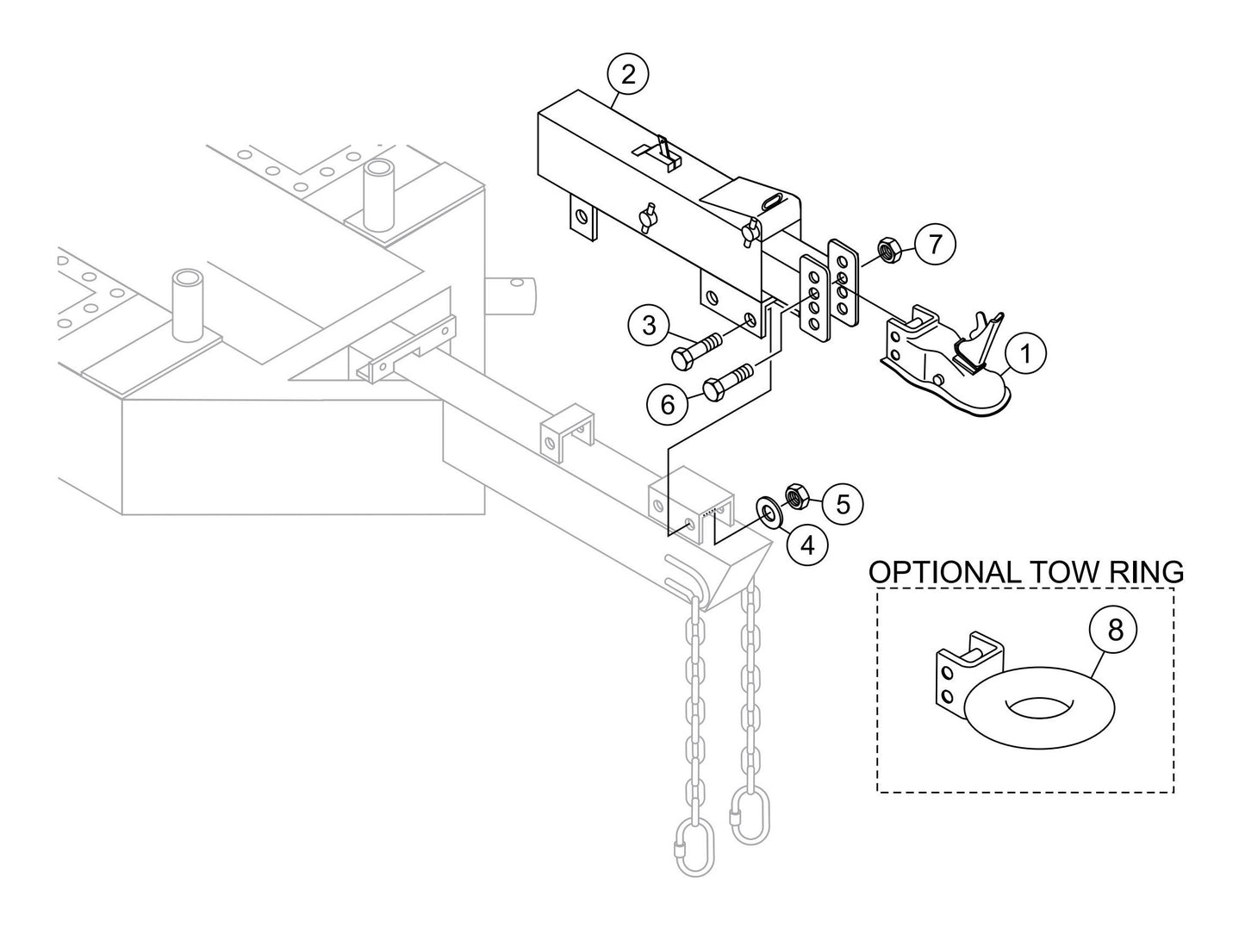 LS600 Trailer Hitch Assembly Parts