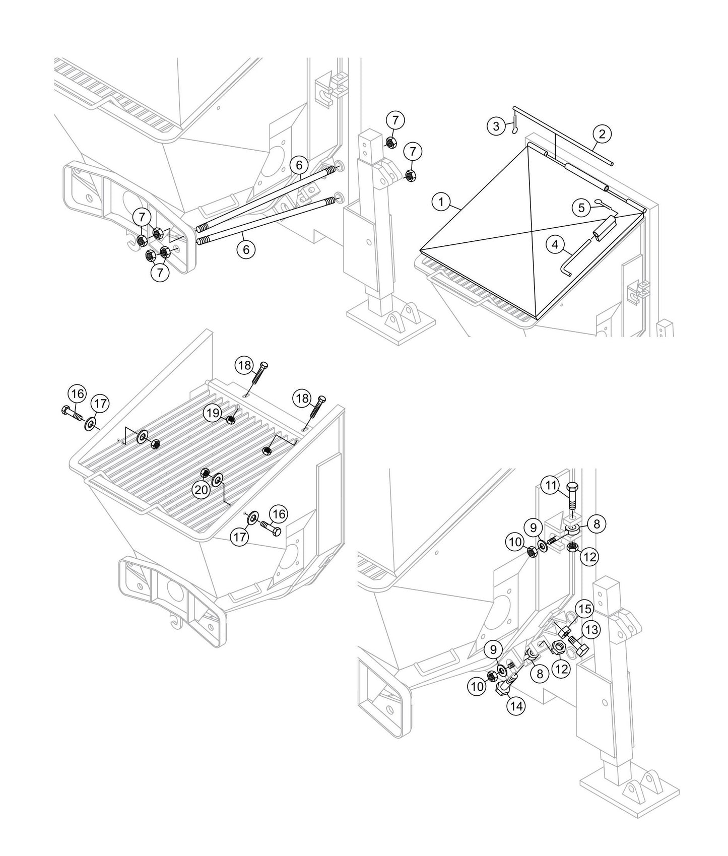 LS600 Hopper Attachment Assembly Parts
