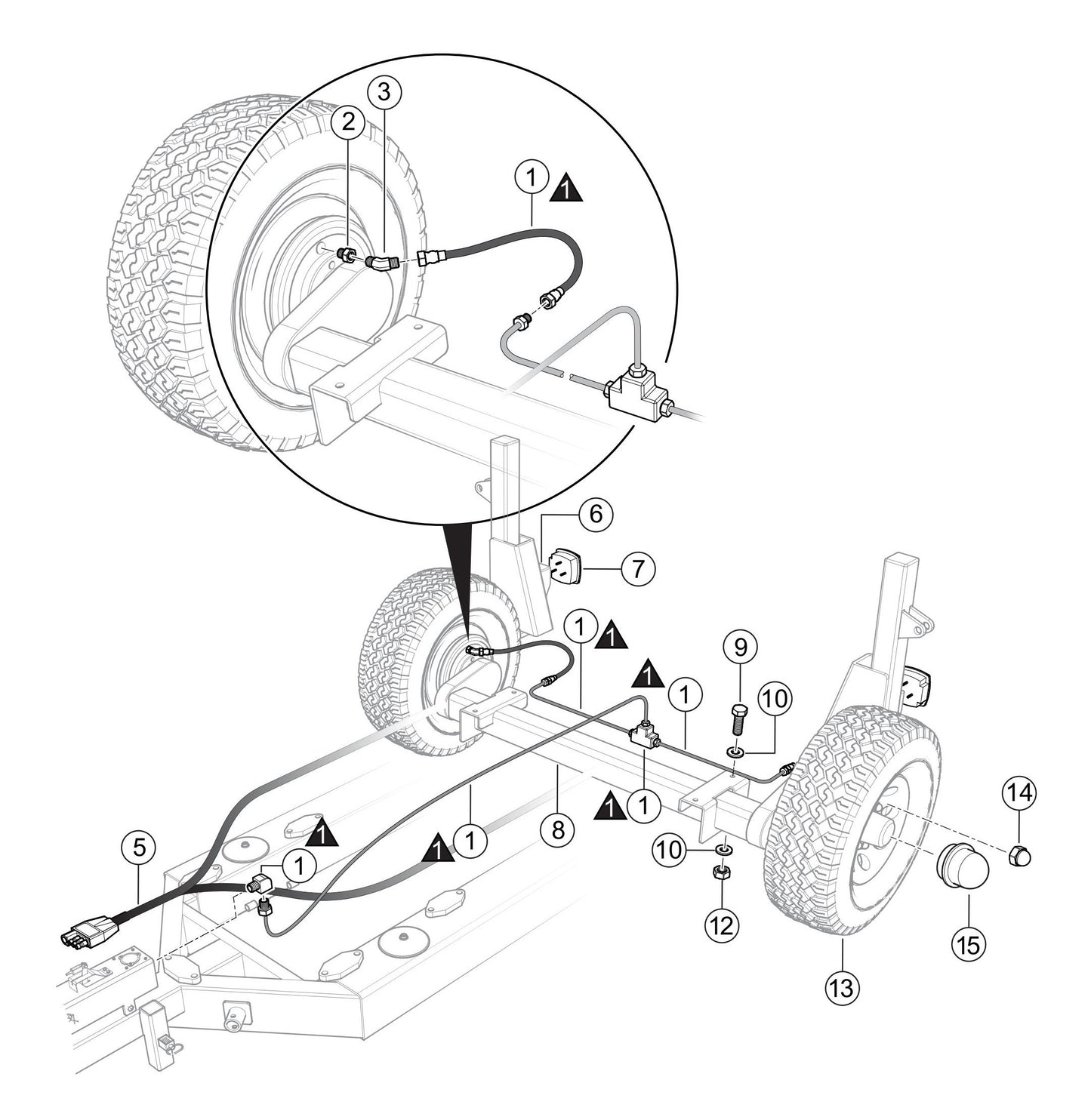 LS600P Axle/Brake Line and Light Assembly Parts