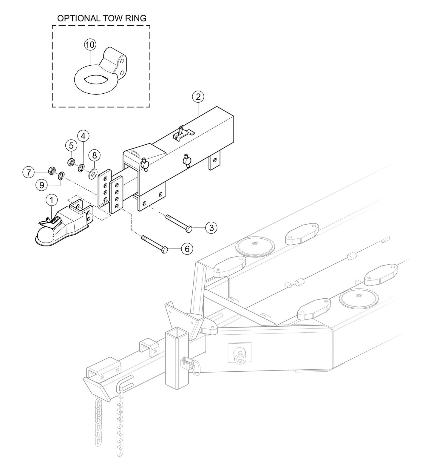 LS600P Trailer Hitch Assembly Parts