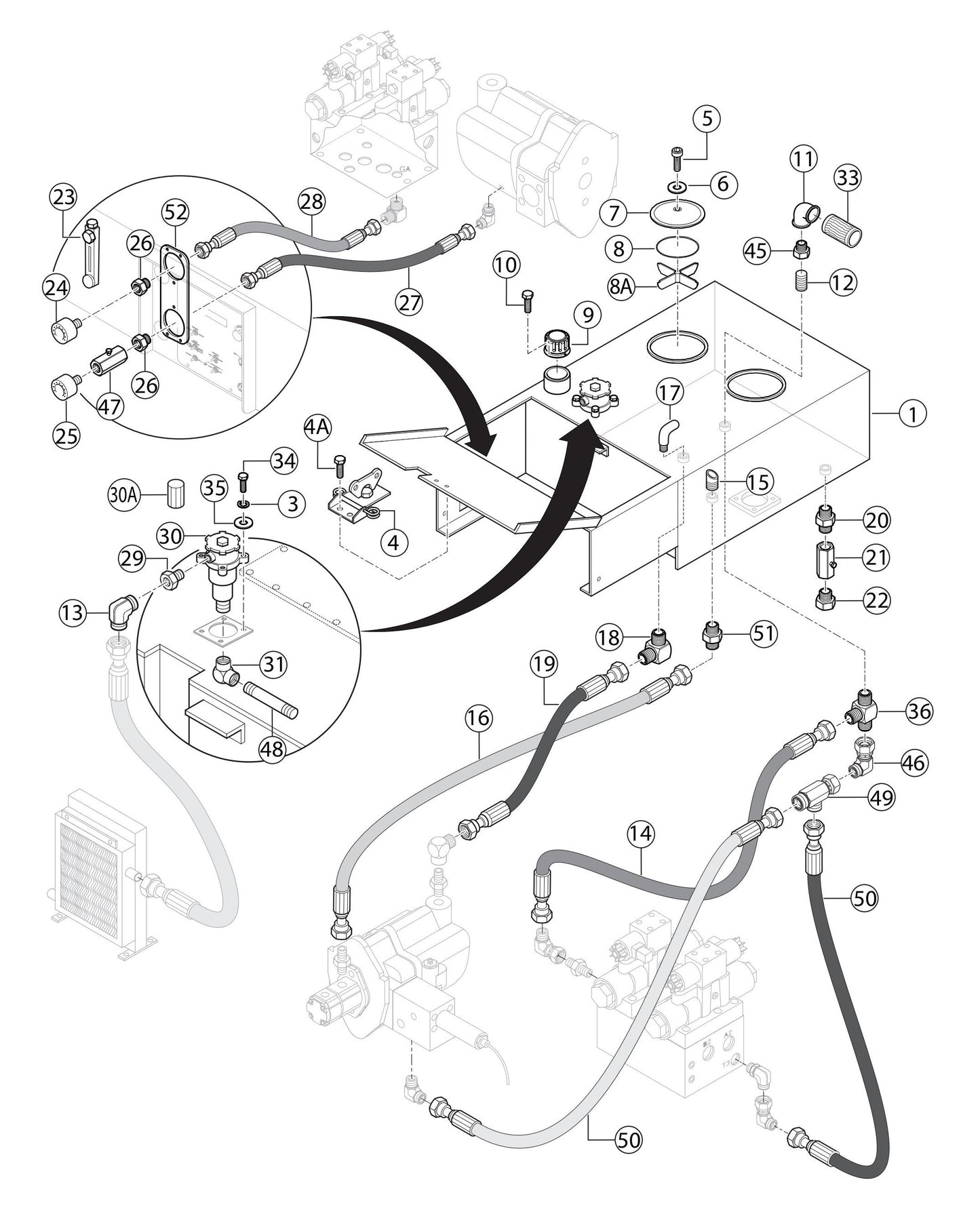 LS600P Hydraulic Tank Assembly Parts